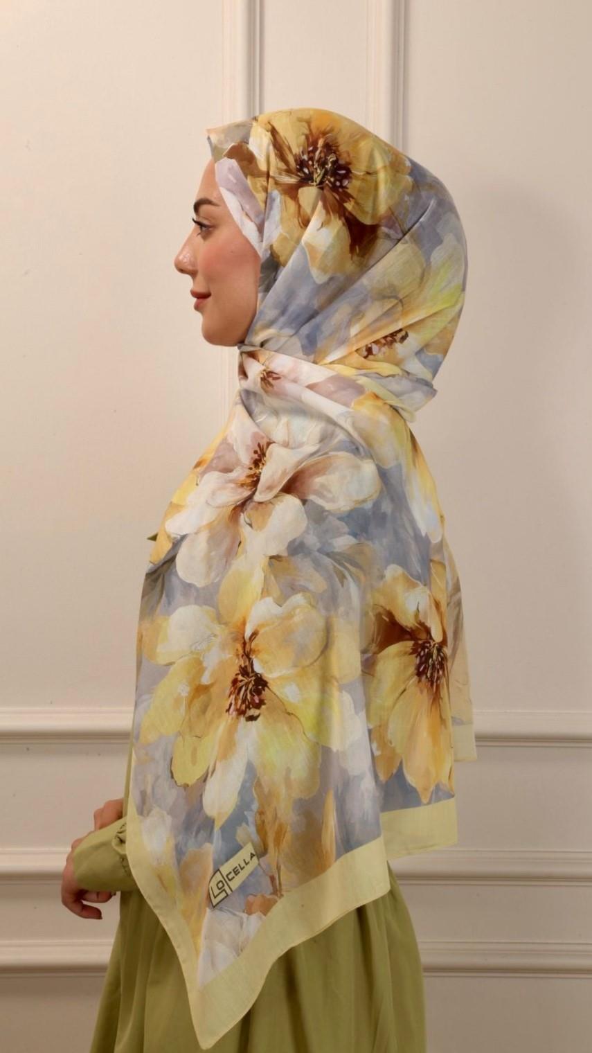 Locella Pamuk Vual Şal Sunflower Desen-5