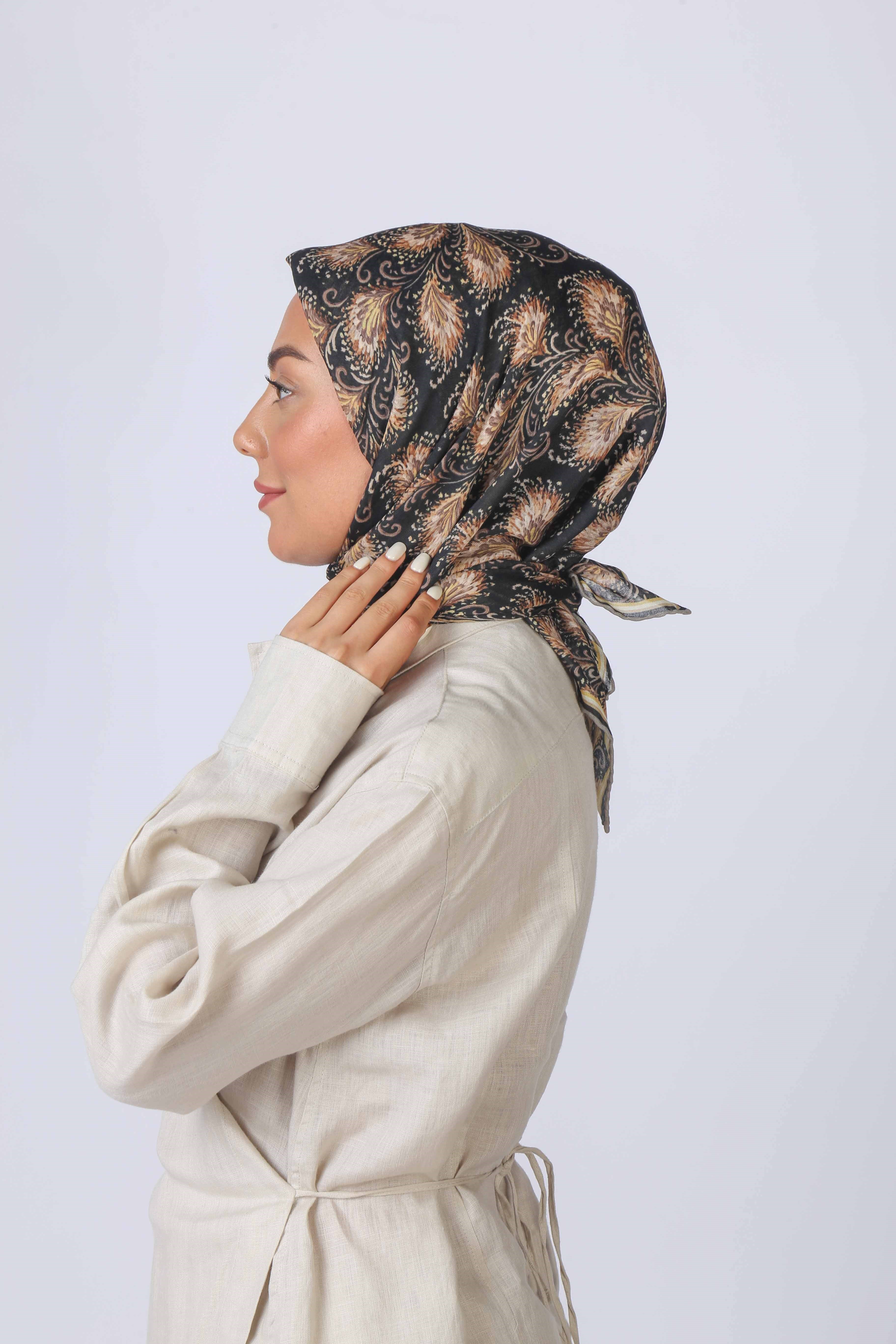 Locella Soft Pamuk Eşarp Siyah-Sarı