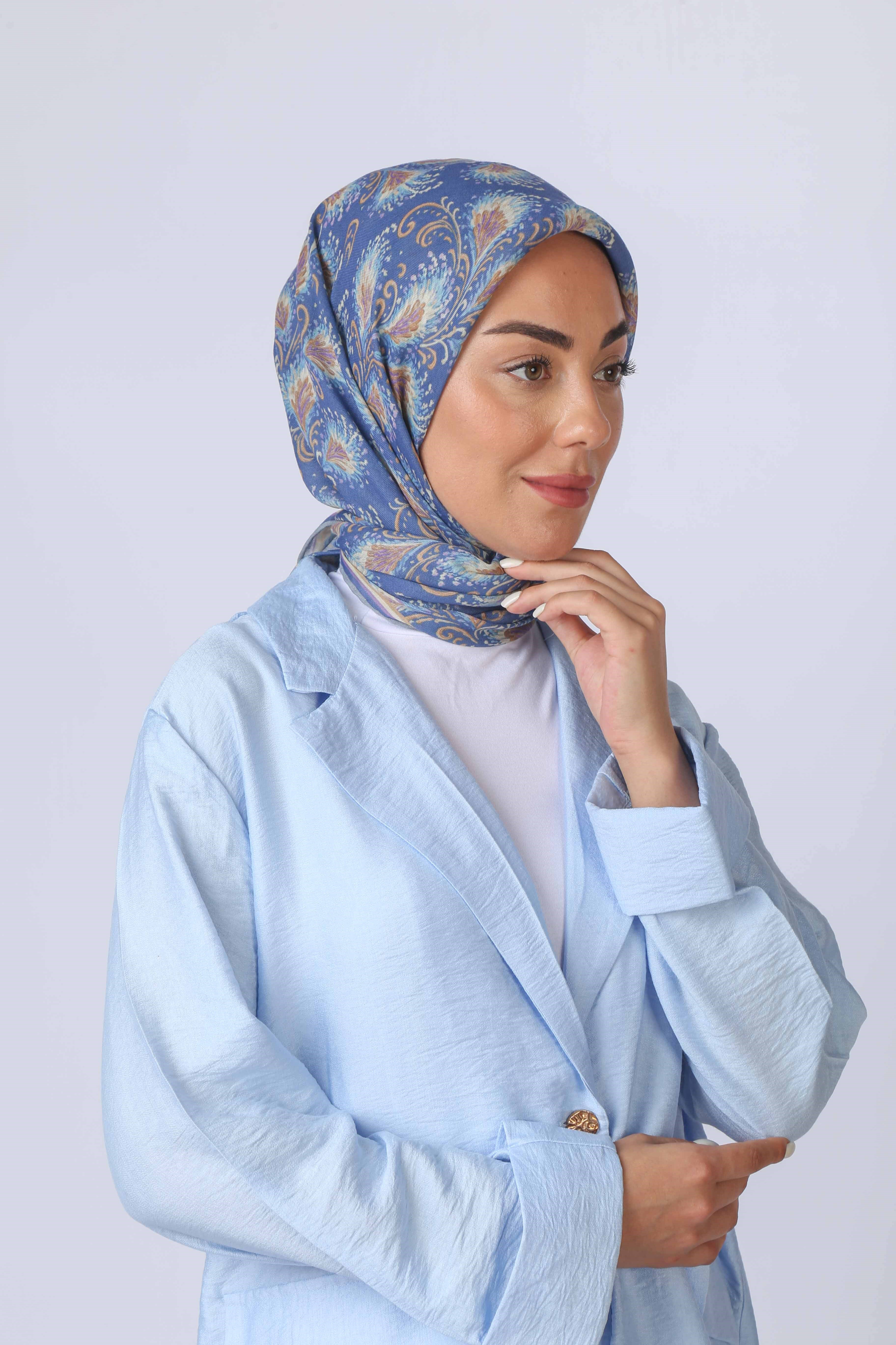 Locella Soft Pamuk Eşarp Mavi