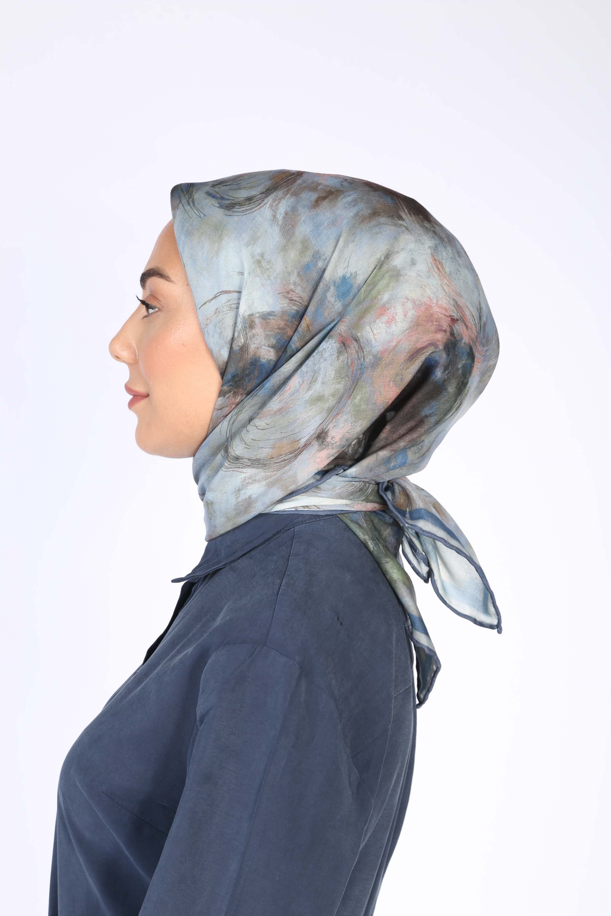 Locella Soft Pamuk Eşarp Mavi