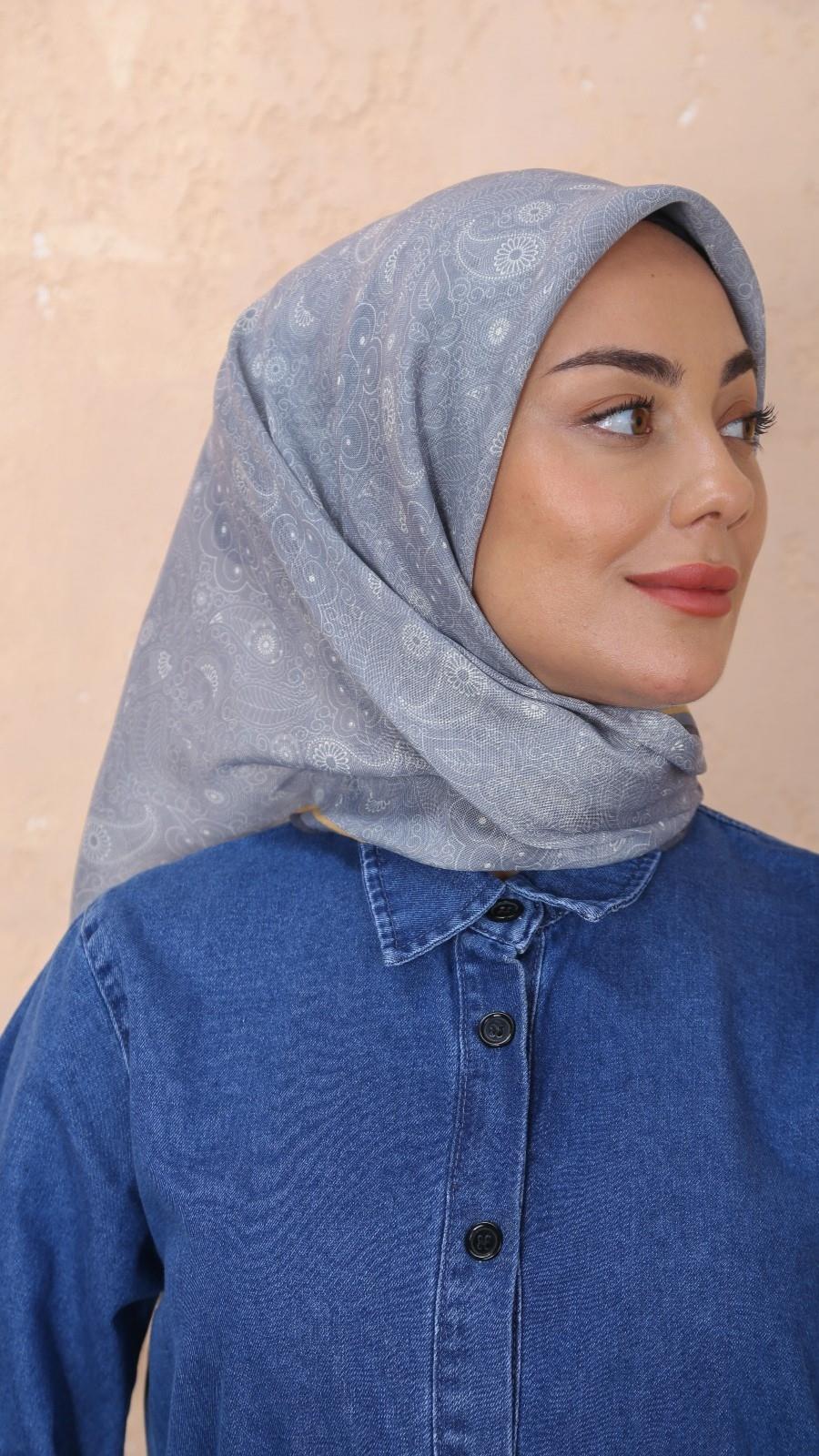 Locella Soft Pamuk Eşarp Açık Gri-11