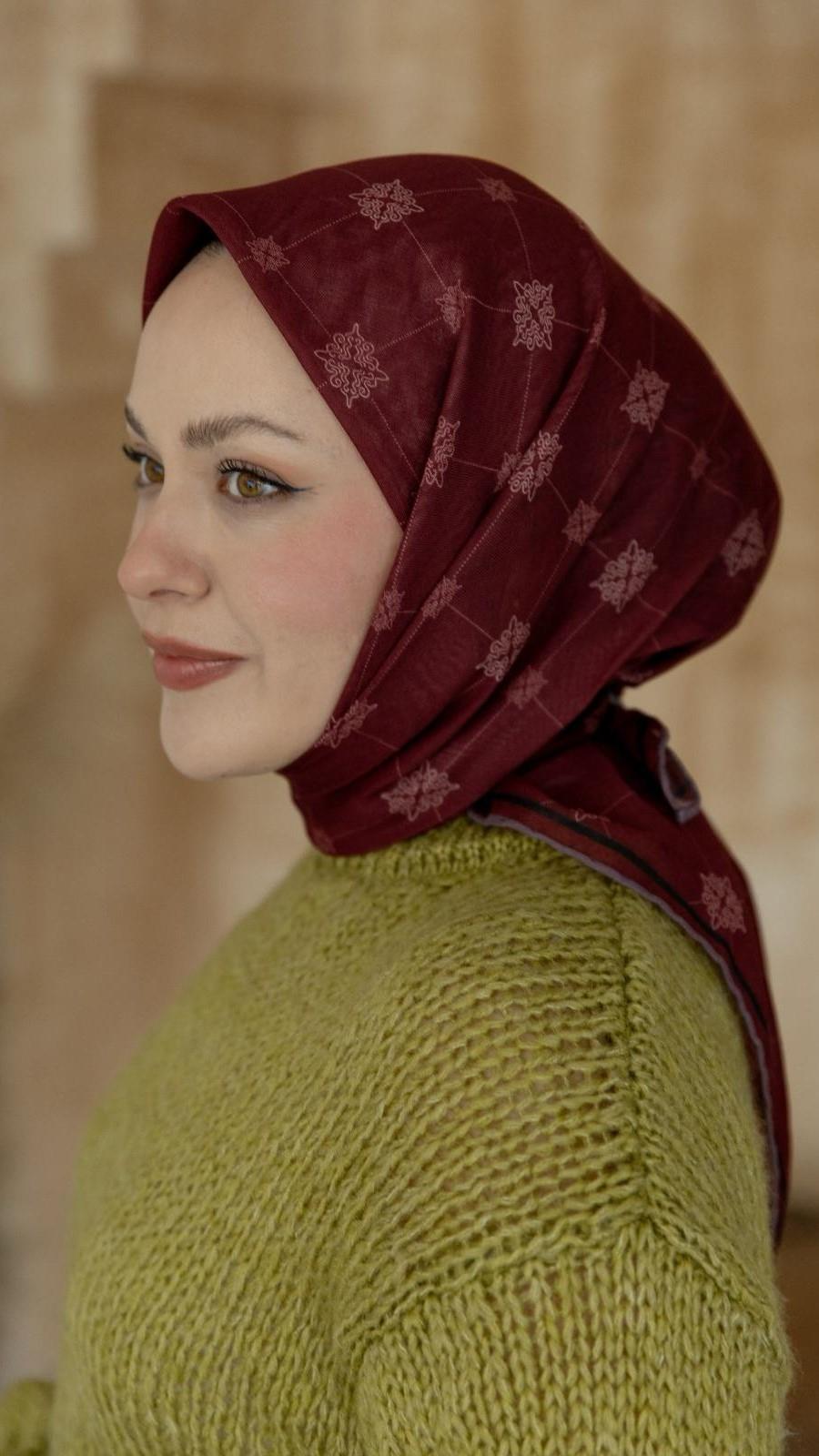 Locella Soft Pamuk Eşarp Bordo-4