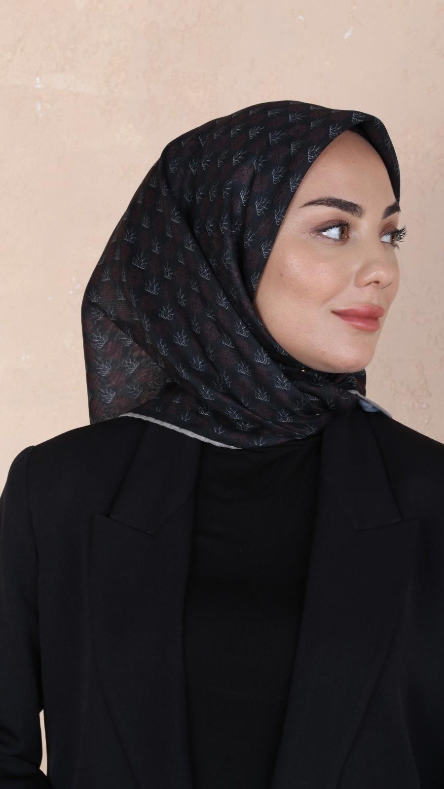 Locella Soft Pamuk Eşarp Siyah Bordo-6