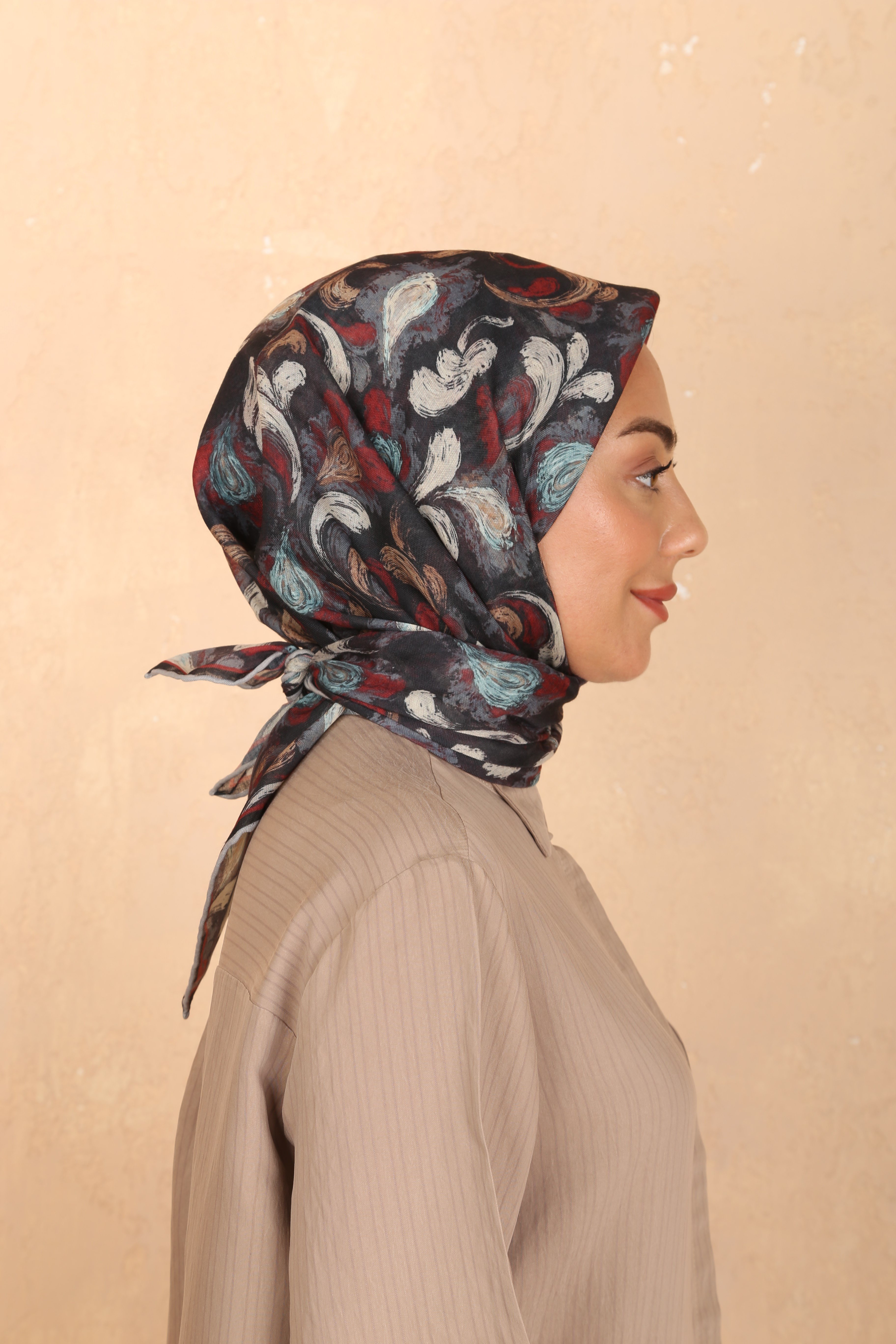 Locella Soft Pamuk Eşarp Siyah Kırmızı