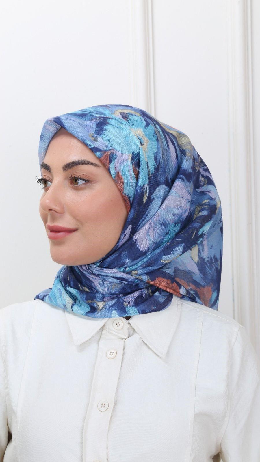 Locella Soft Pamuk Eşarp Lacivert-9