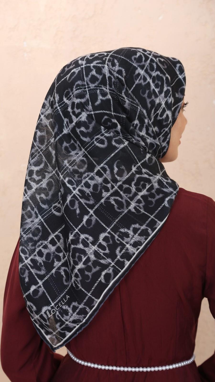 Locella Soft Pamuk Eşarp Siyah Gri-1