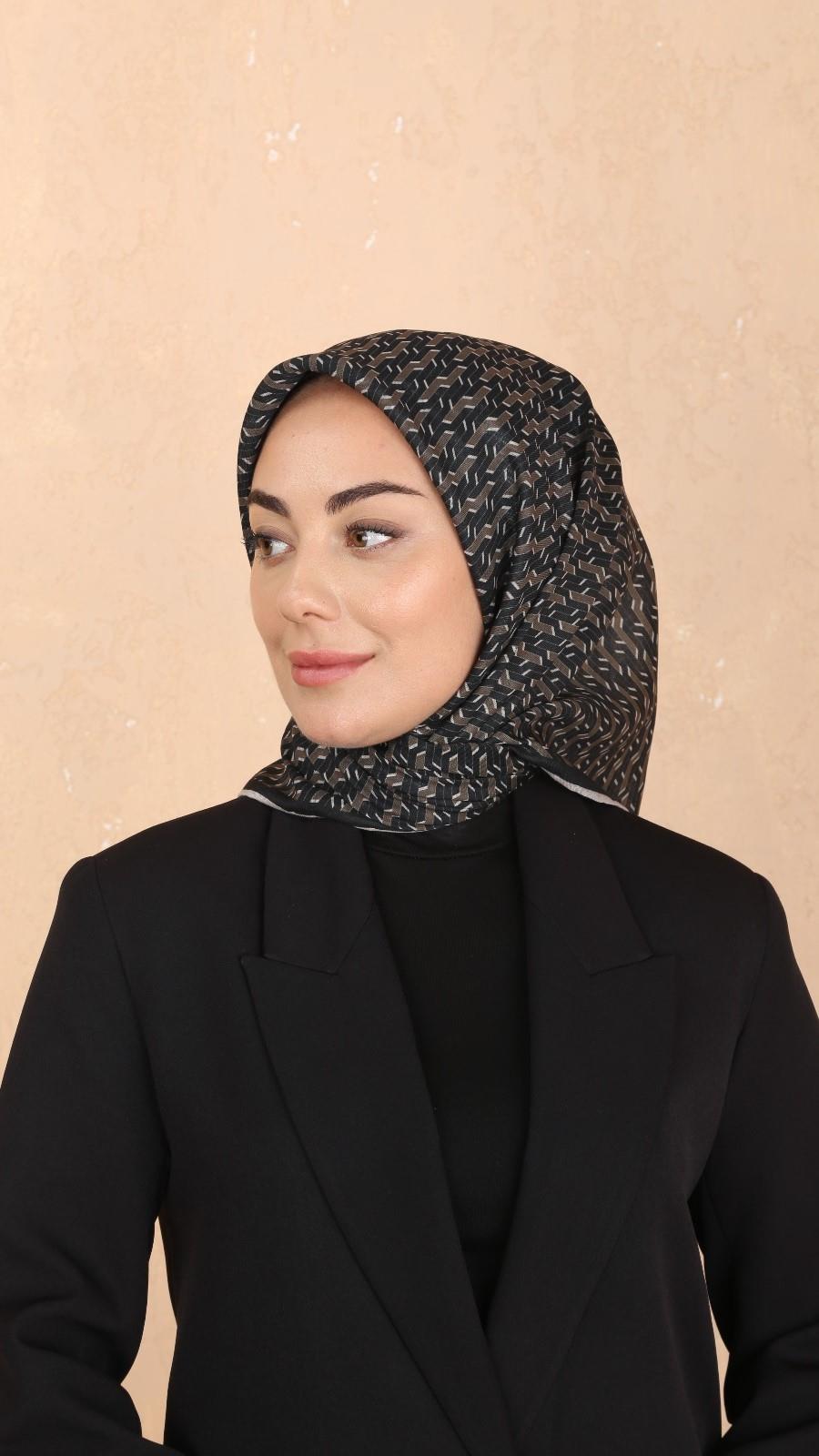 Locella Soft Pamuk Eşarp Siyah Yeşil-2