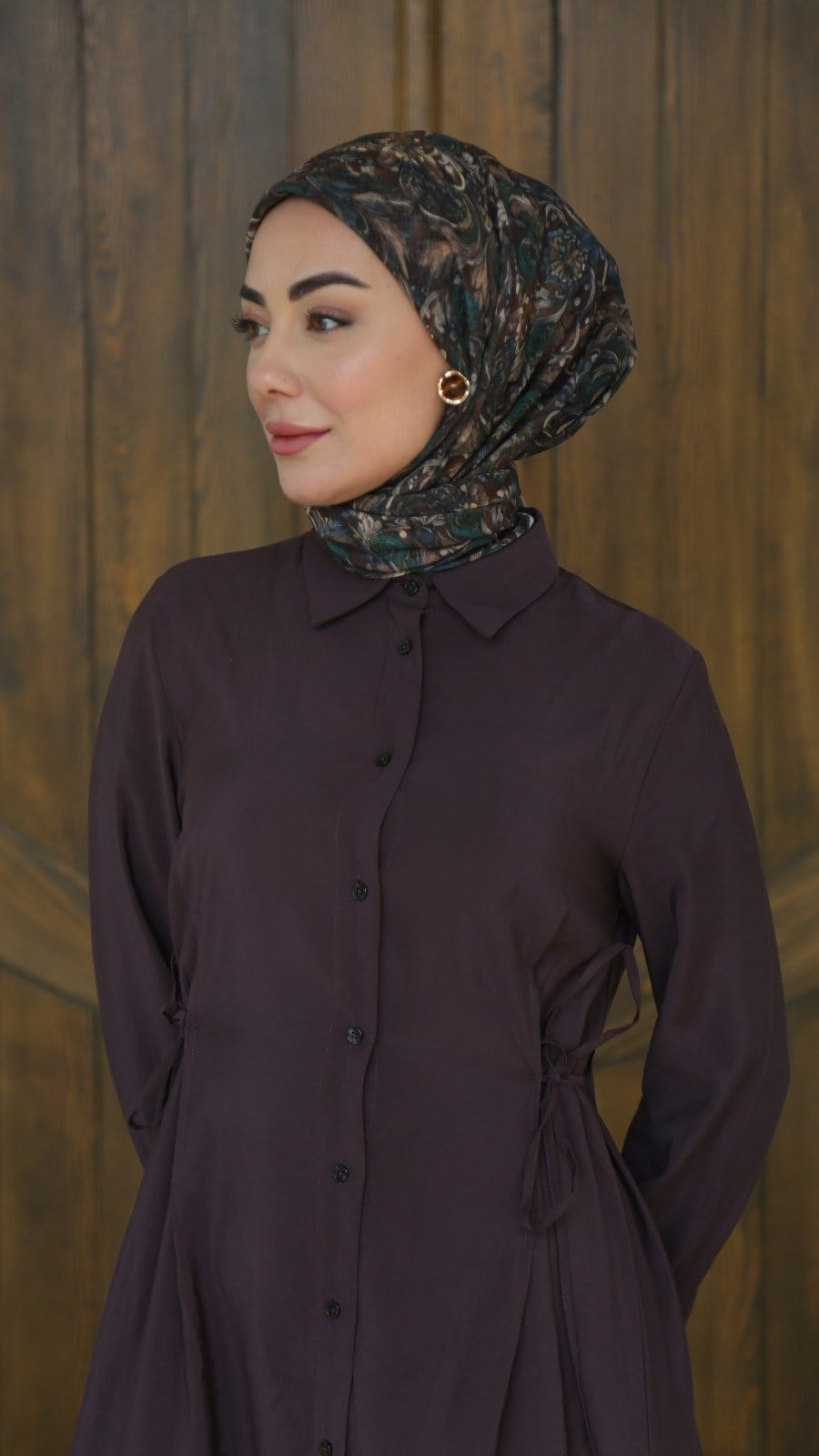 Locella Soft Pamuk Eşarp Zümrüt Kahve
