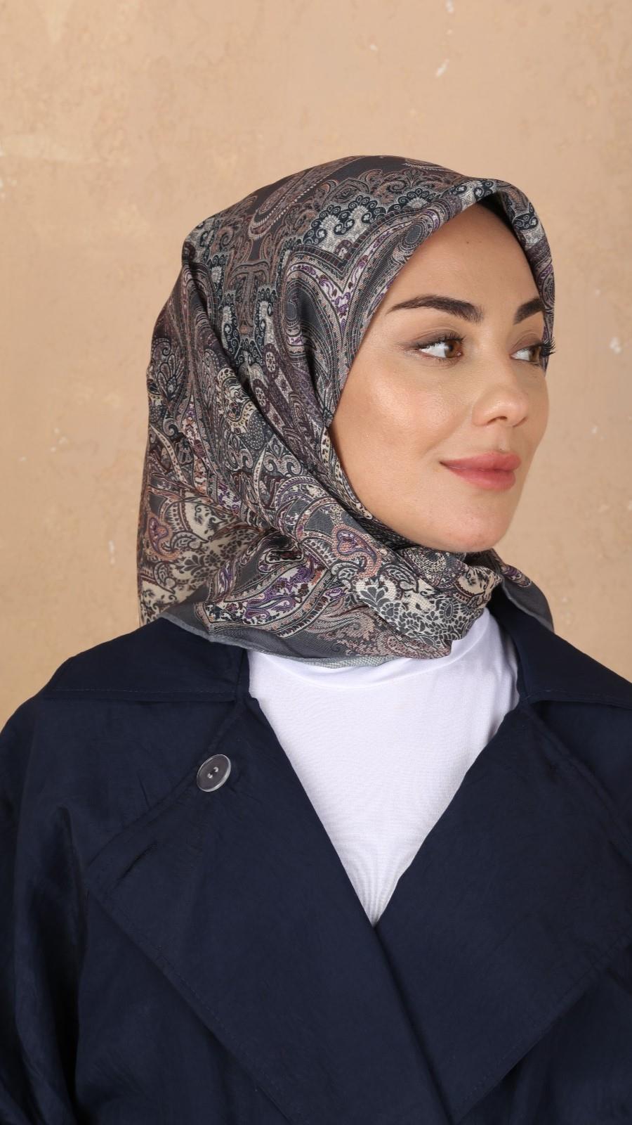 Locella Soft Pamuk Eşarp Gri-4