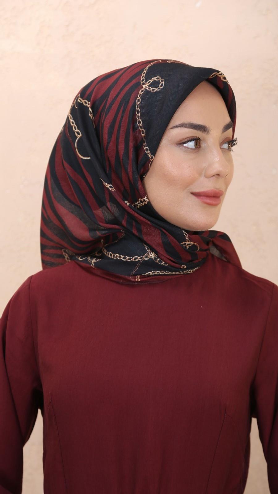 Locella Soft Pamuk Eşarp Bordo-7