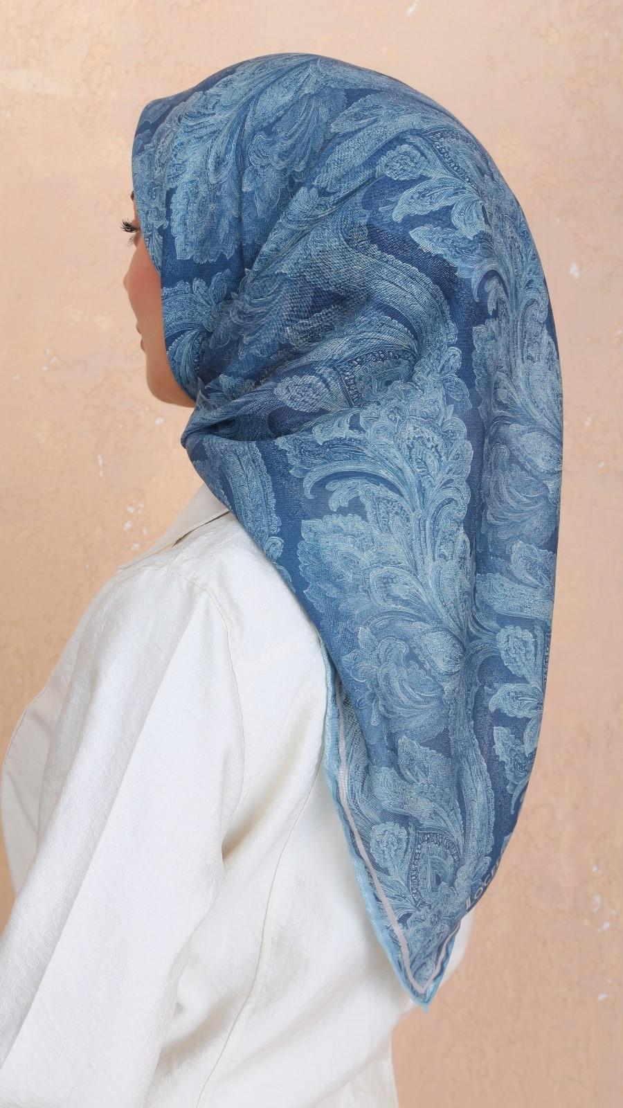 Locella Soft Pamuk Eşarp Deniz Mavi-14