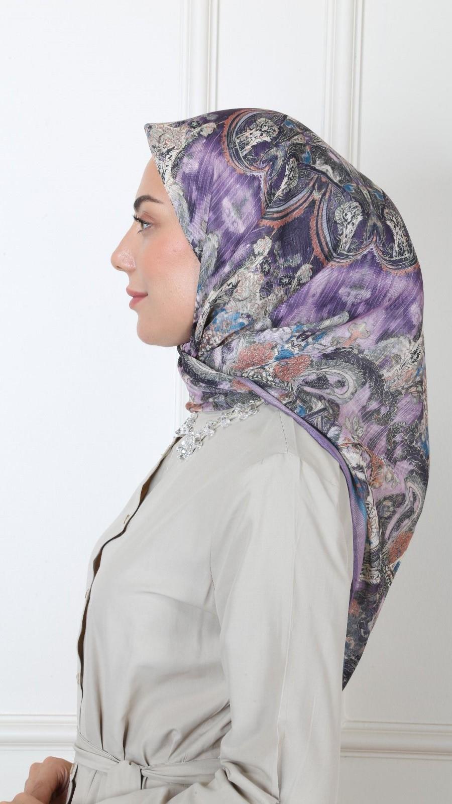 Locella Soft Pamuk Eşarp Mor-9
