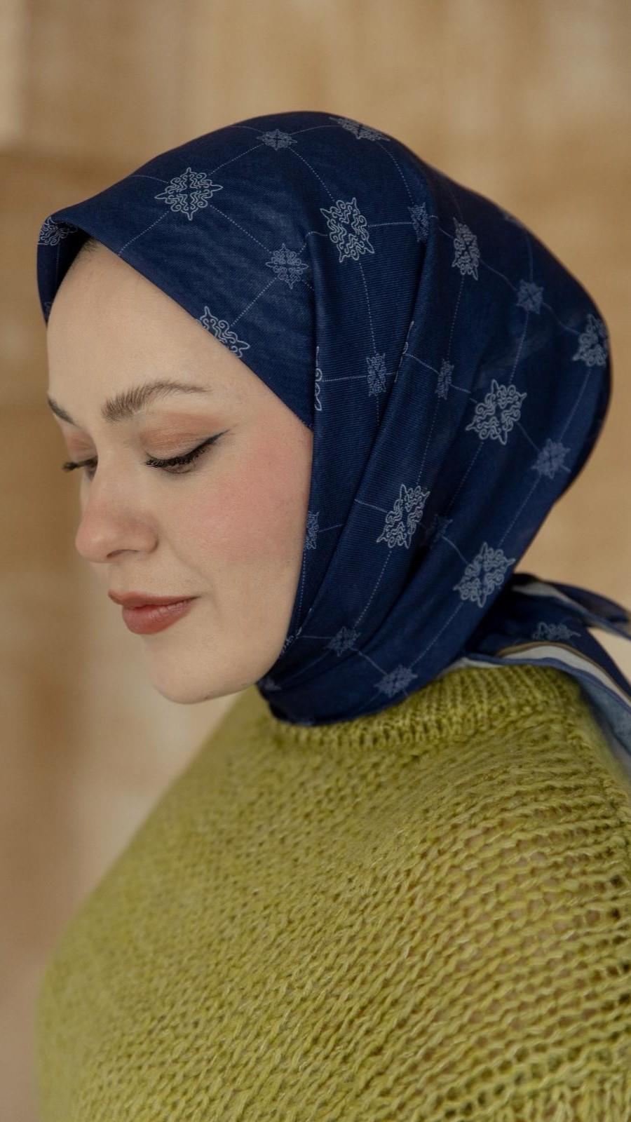 Locella Soft Pamuk Eşarp Lacivert-10