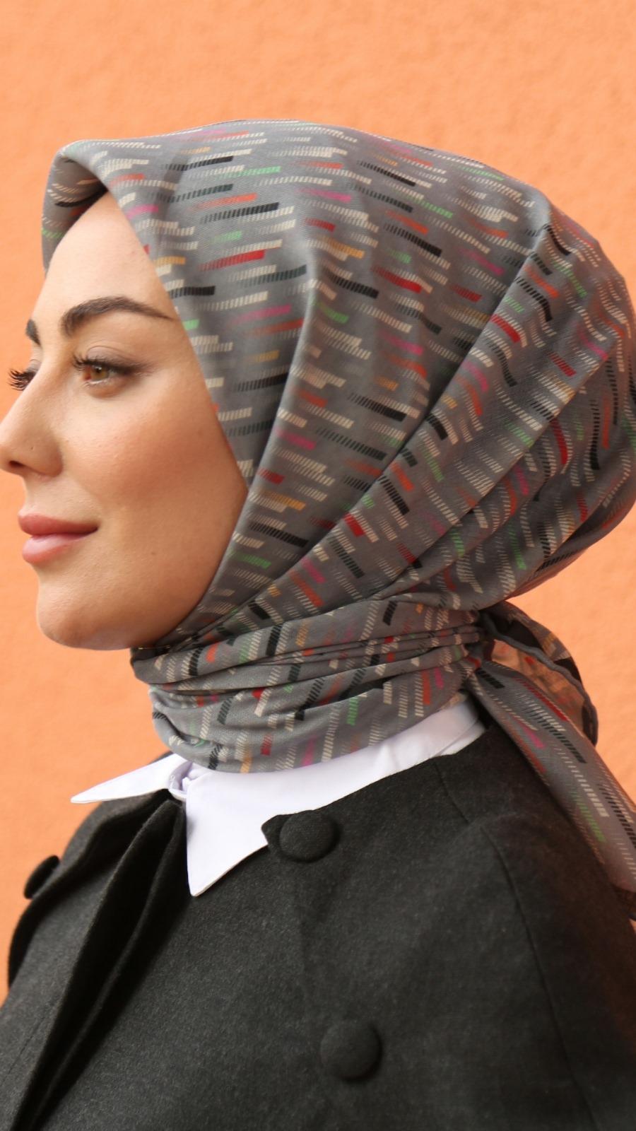 Locella Soft Pamuk Eşarp Gri-8