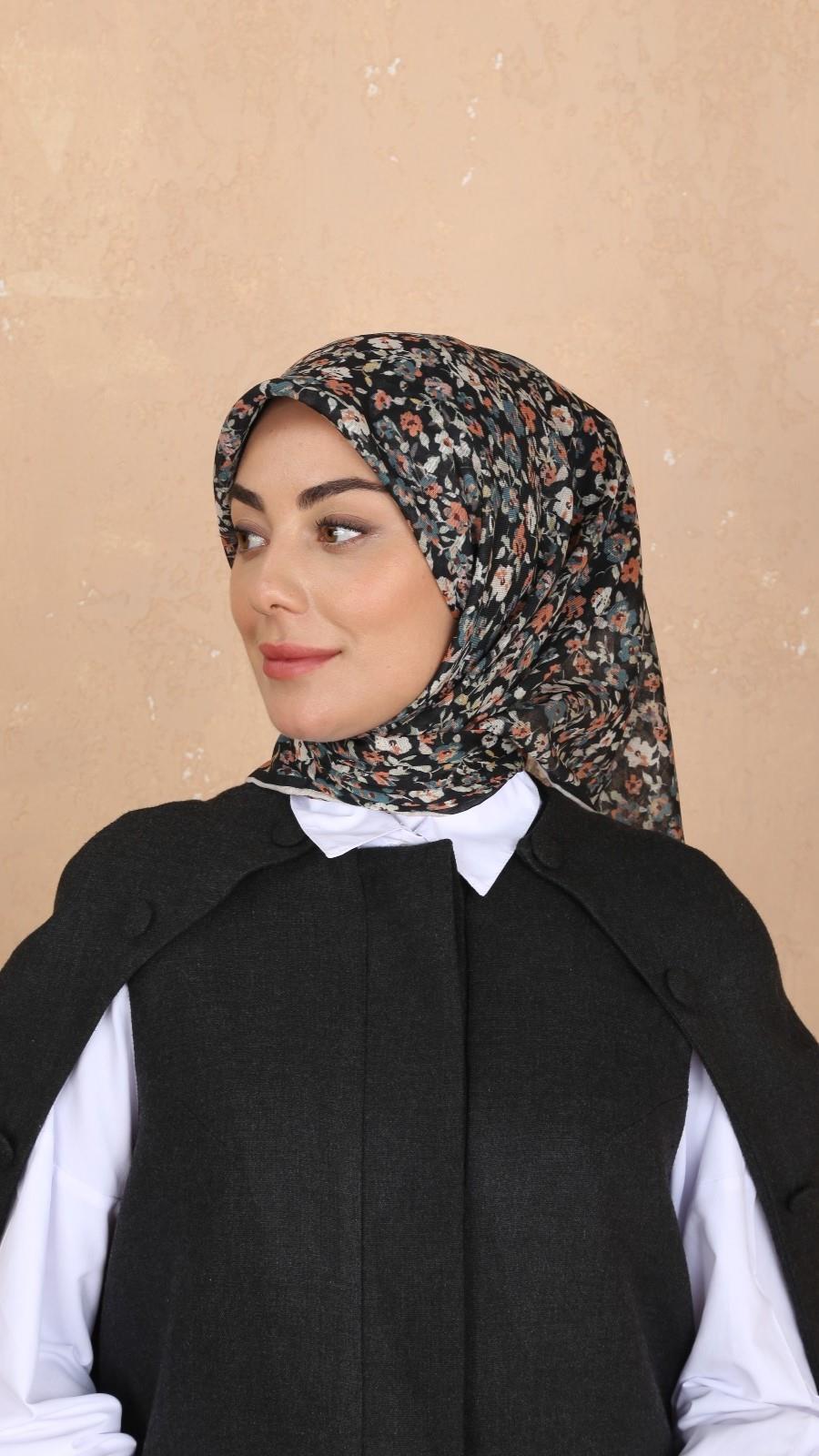 Locella Soft Pamuk Eşarp Siyah-34