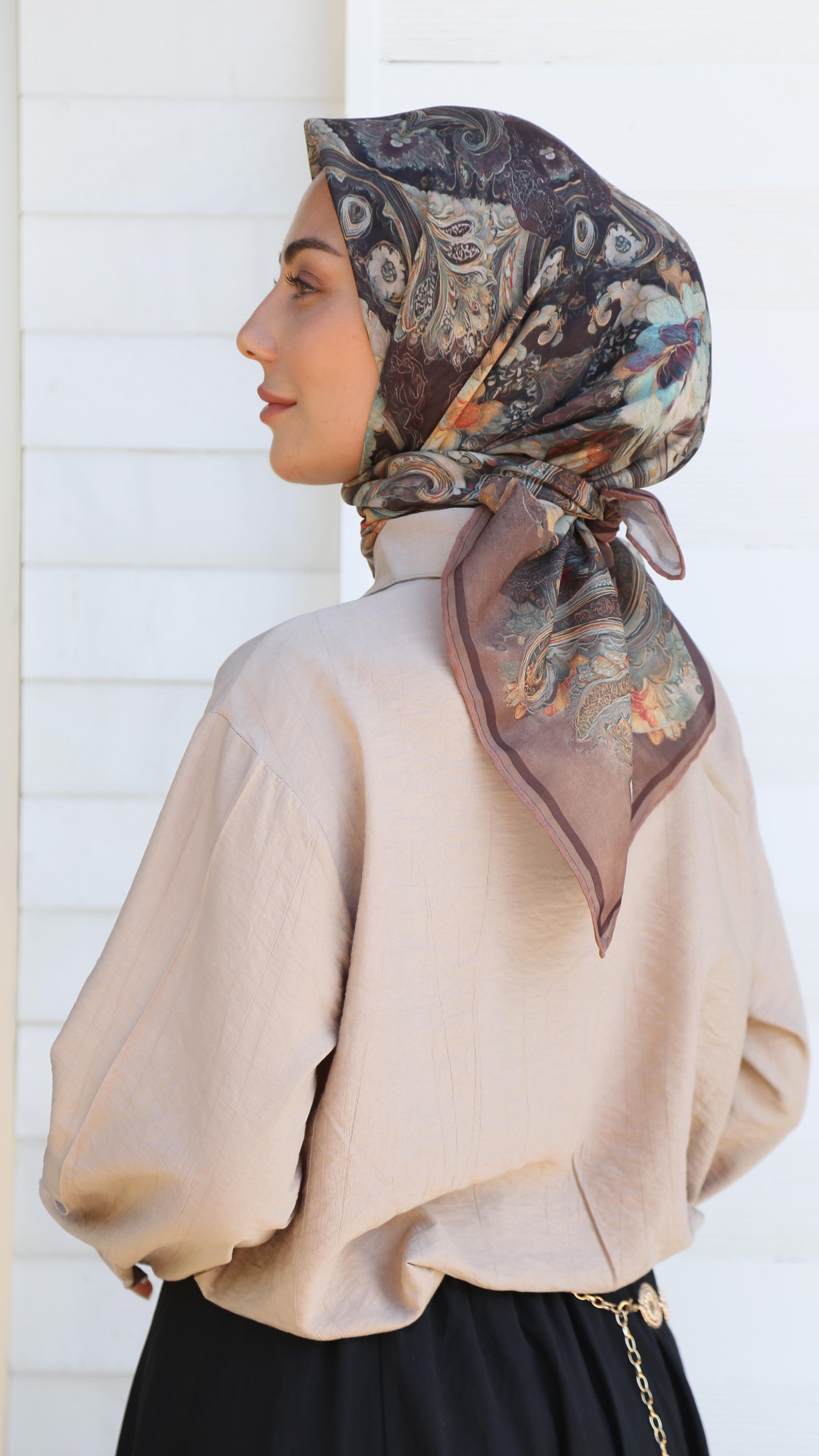 Locella Soft Pamuk Eşarp Kahve-10