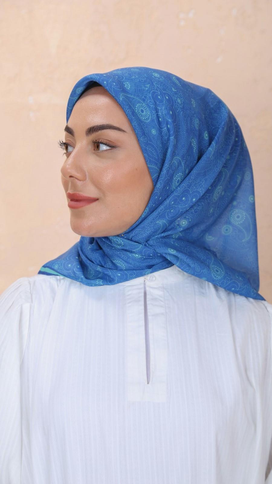 Locella Soft Pamuk Eşarp Deniz Mavi-1