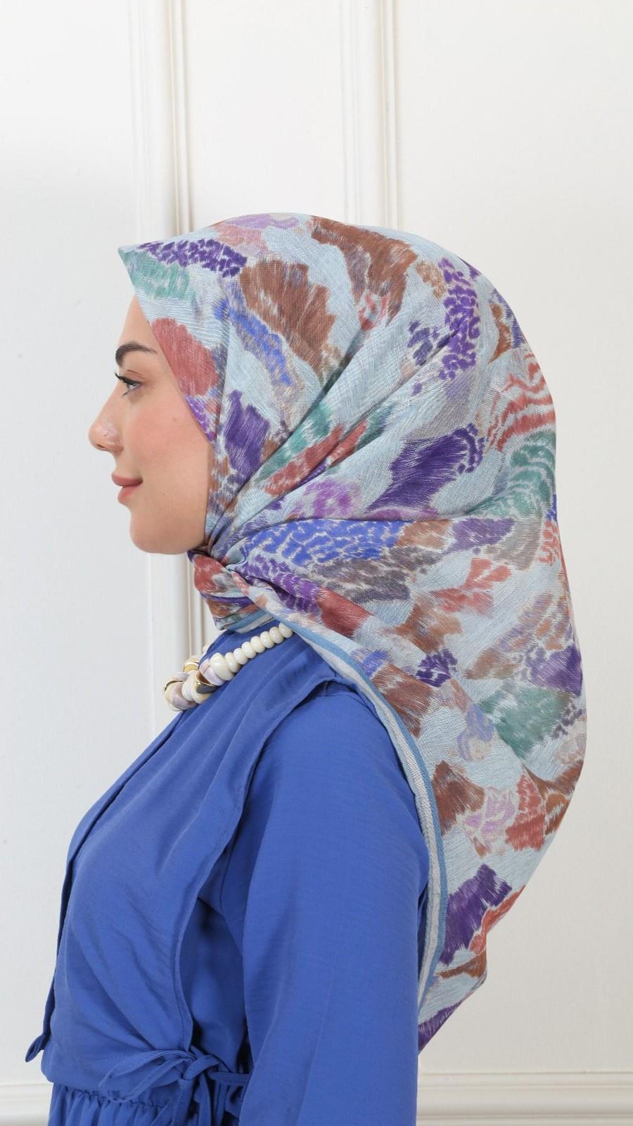 Locella Soft Pamuk Eşarp Mavi-2