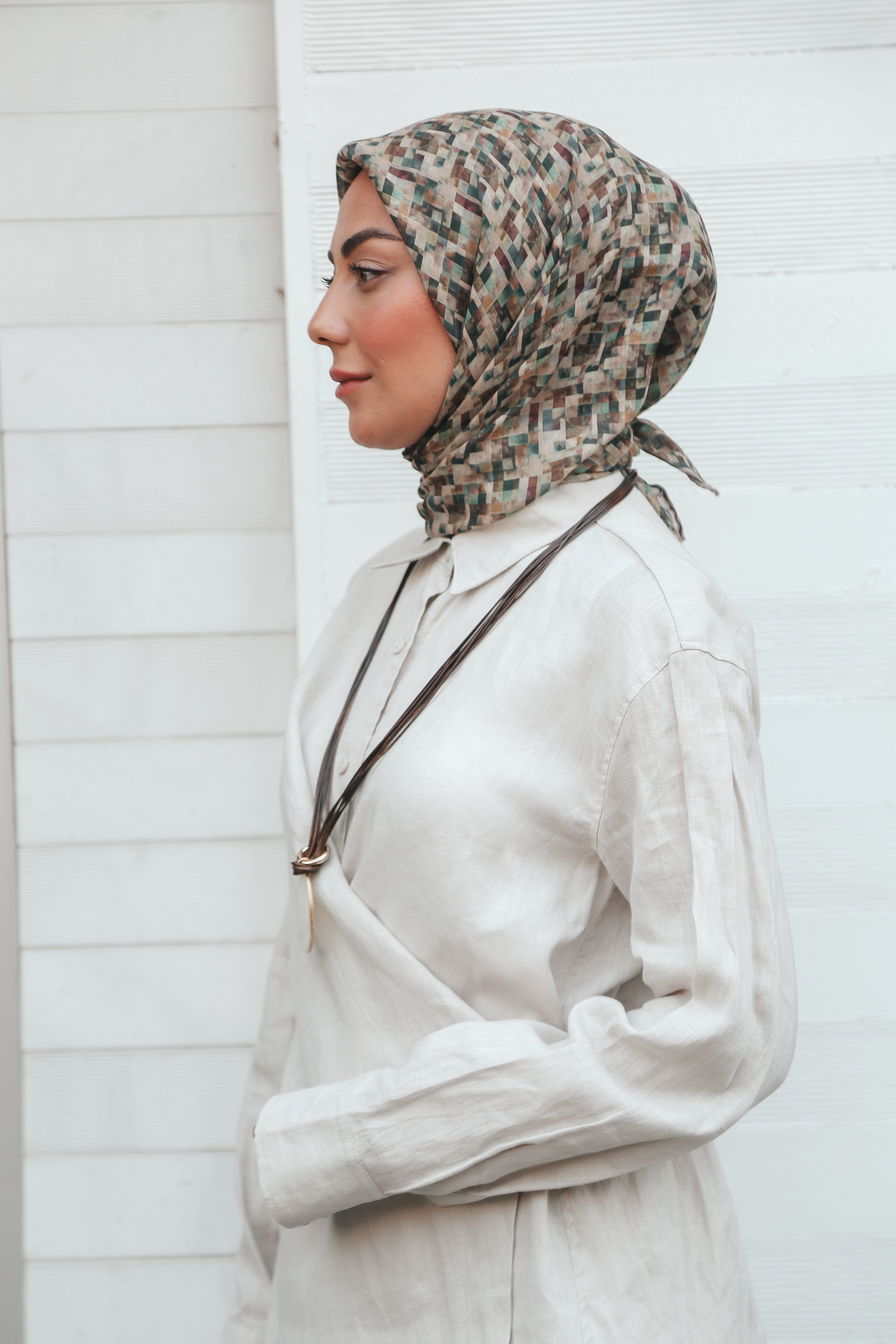 Locella Soft Pamuk Eşarp Kahve Siyah