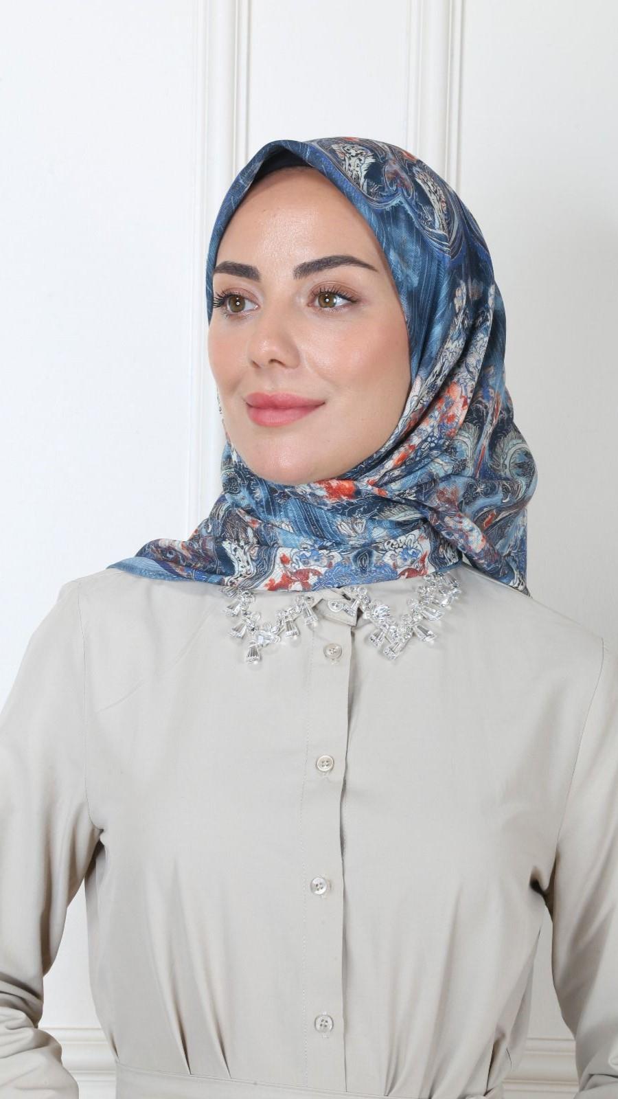 Locella Soft Pamuk Eşarp Mavi-4