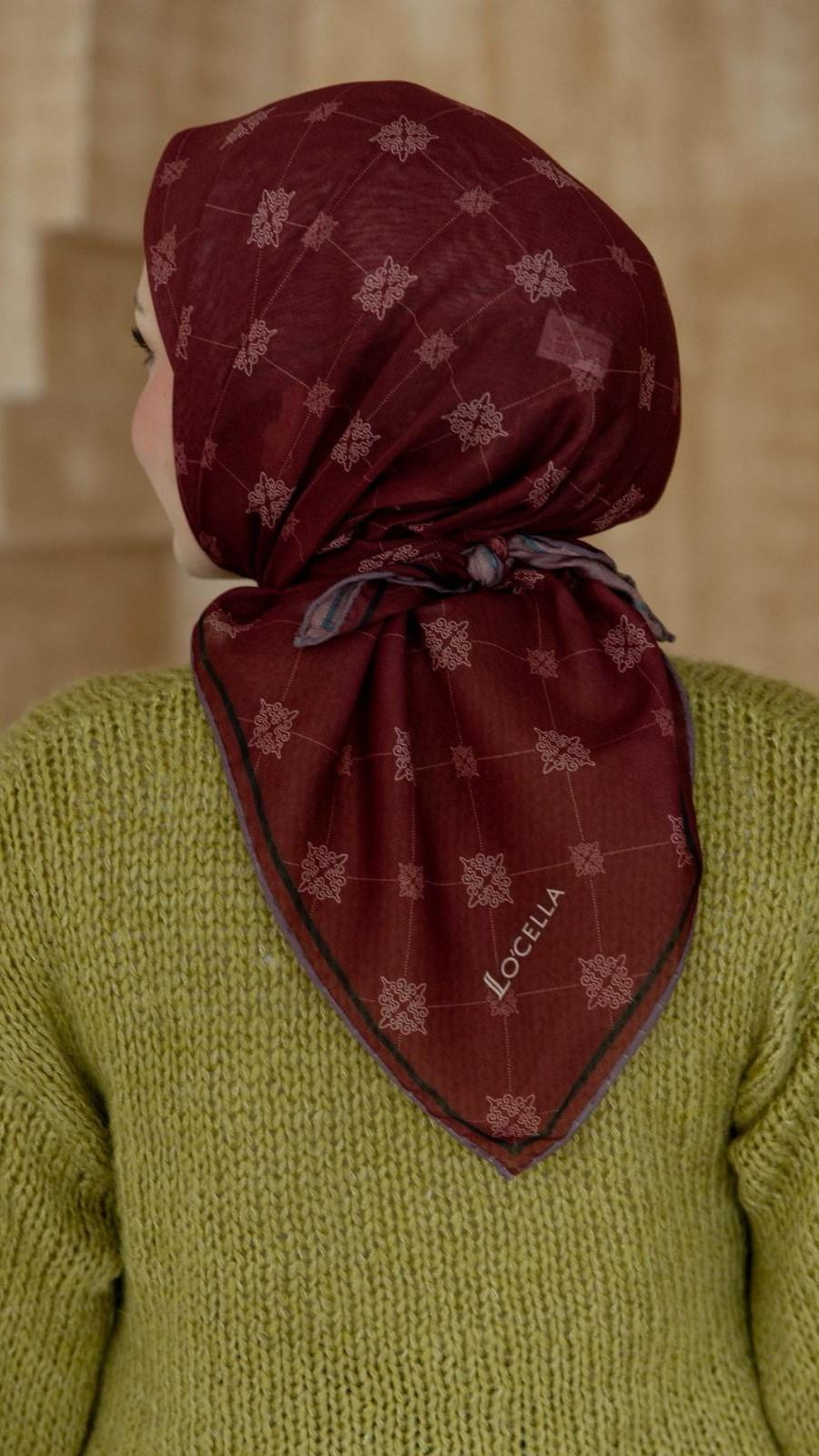 Locella Soft Pamuk Eşarp Bordo-4