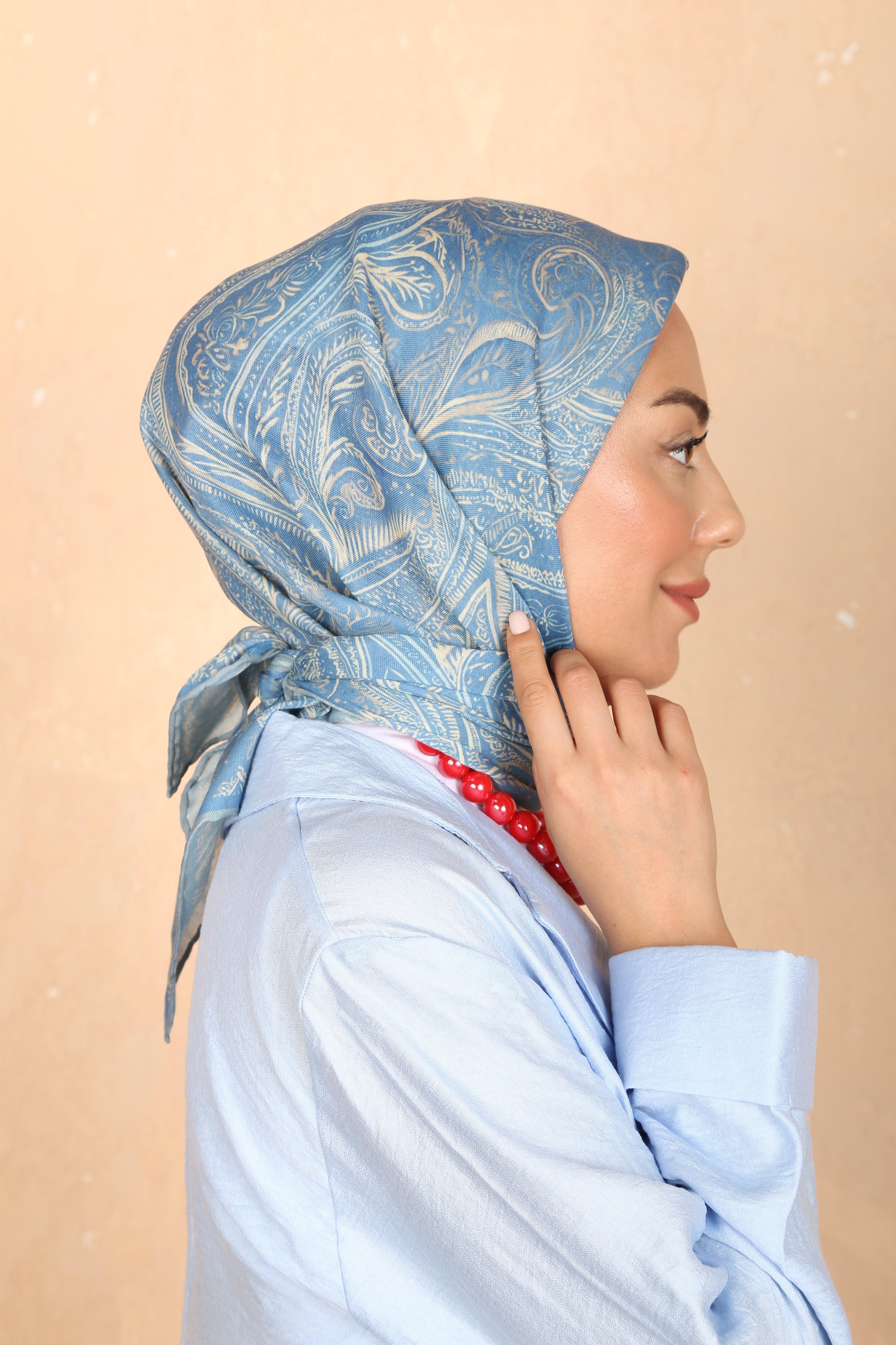 Locella Soft Pamuk Eşarp Mavi