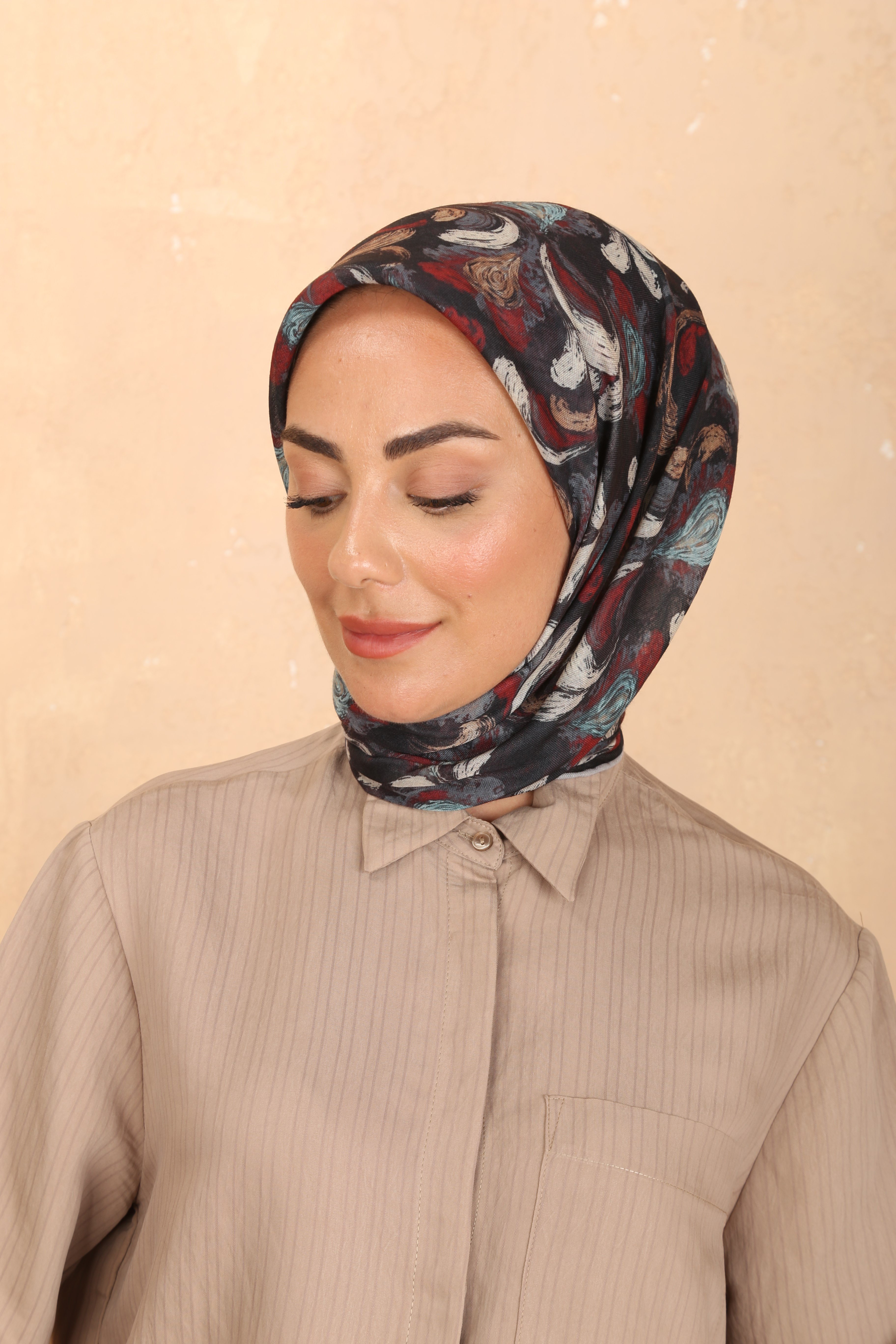 Locella Soft Pamuk Eşarp Siyah Kırmızı