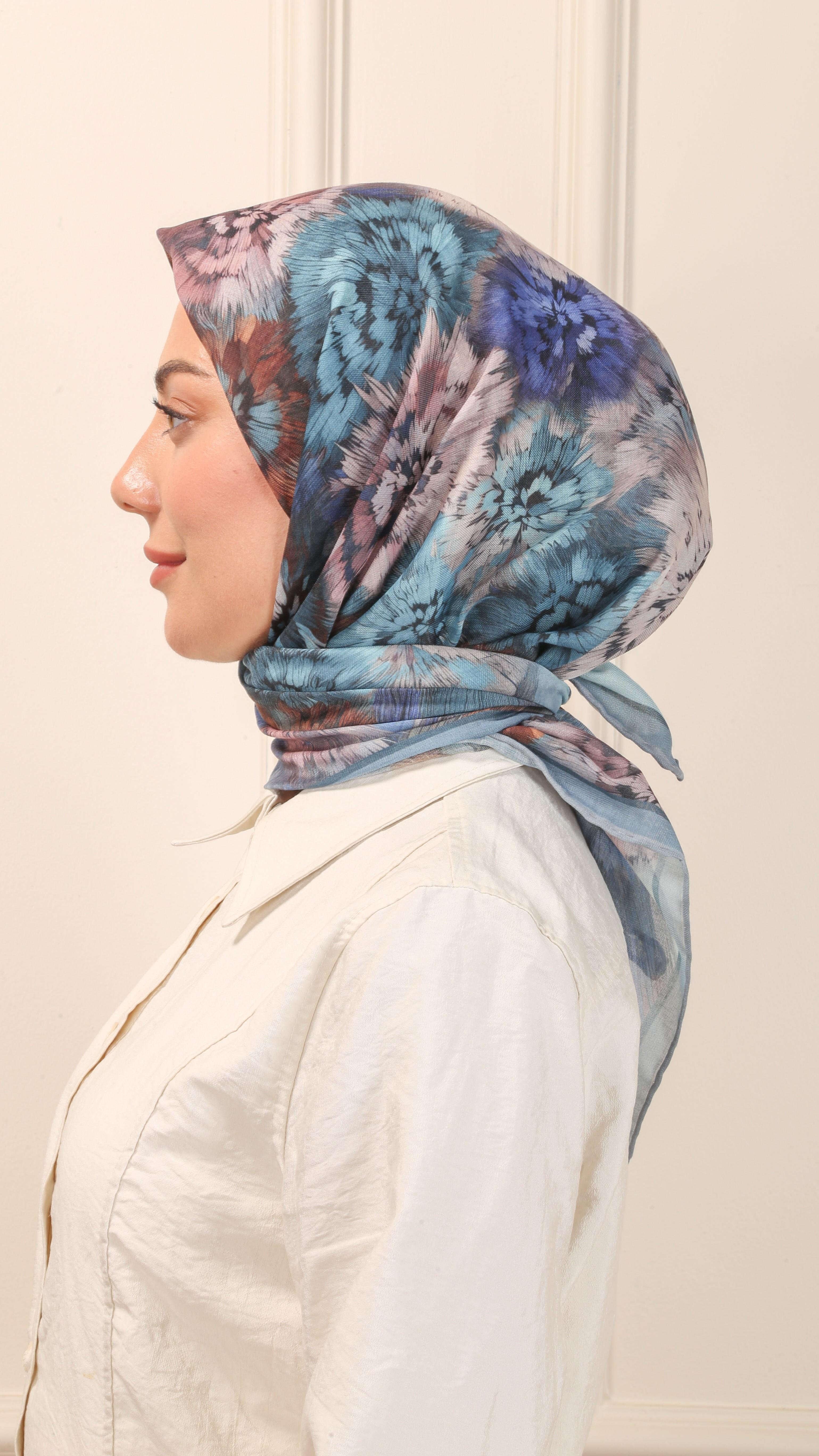 Locella Soft Pamuk Eşarp Mavi-8