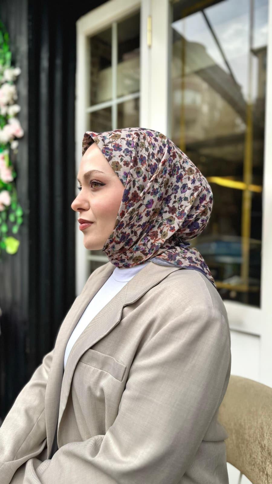 Locella Soft Pamuk Eşarp Mor Yağ Yeşili-17