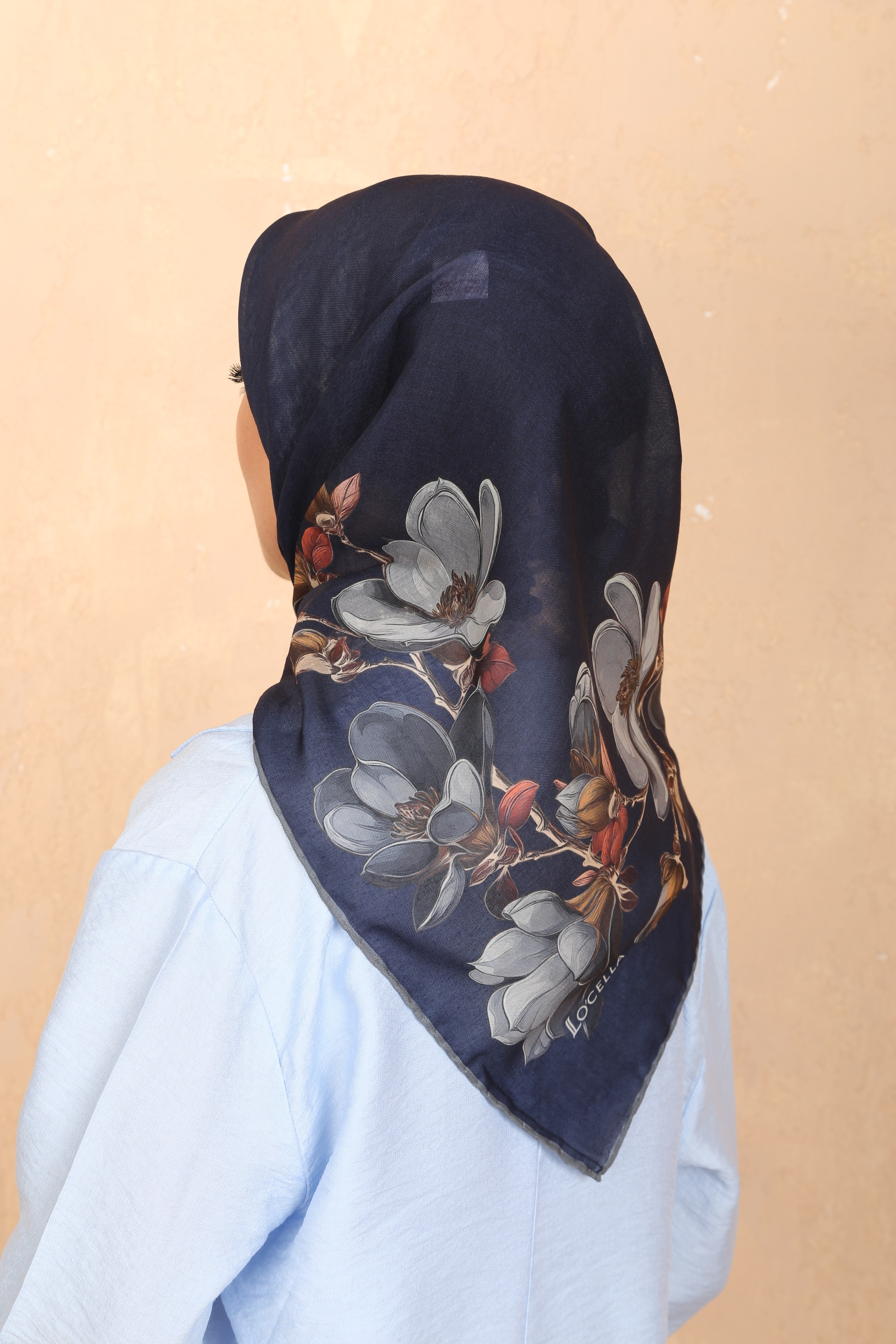 Locella Soft Pamuk Eşarp-Lacivert Gri