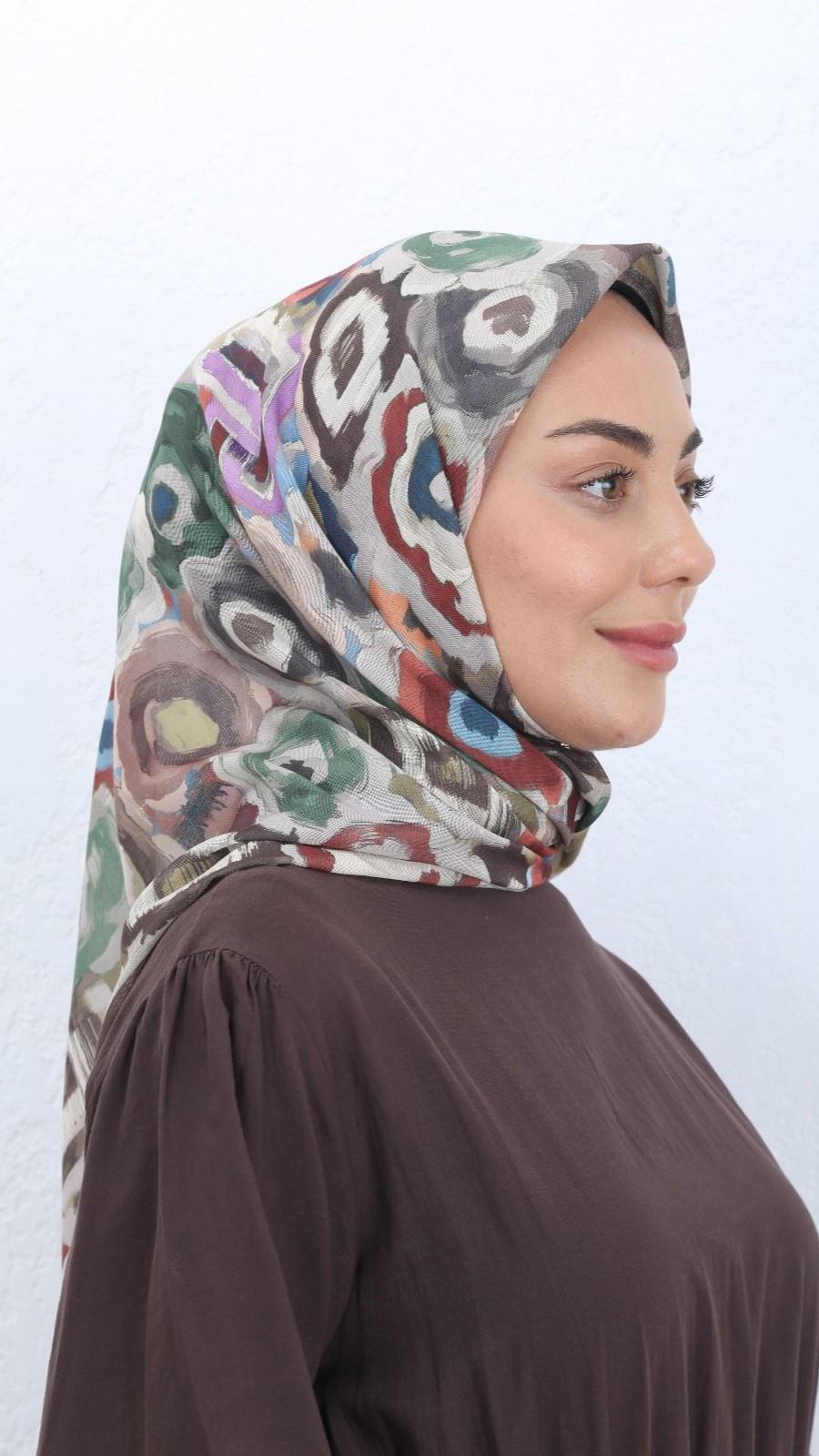 Locella Soft Pamuk Eşarp Kahve-5