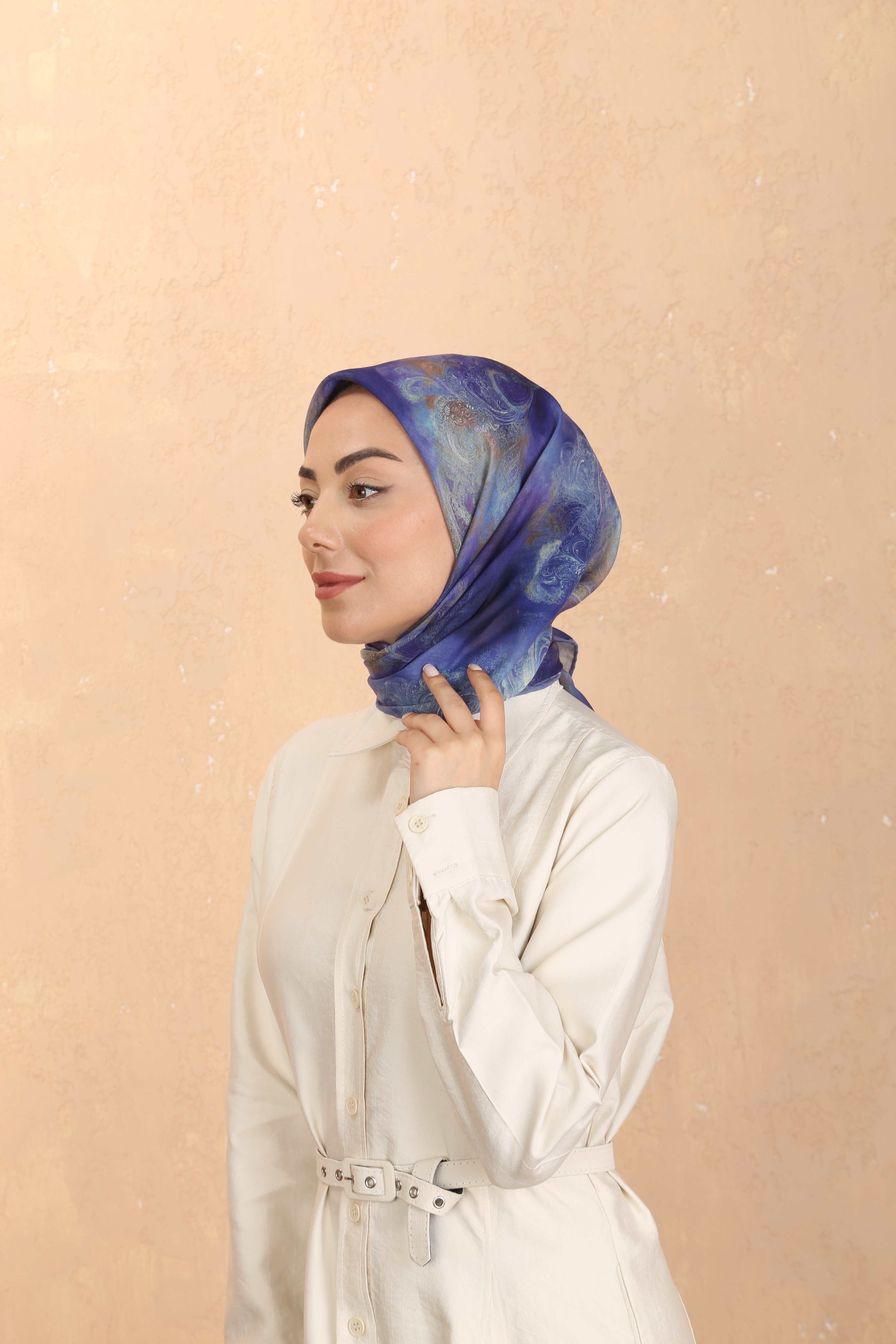 Locella Soft Pamuk Eşarp Mavi-Mor