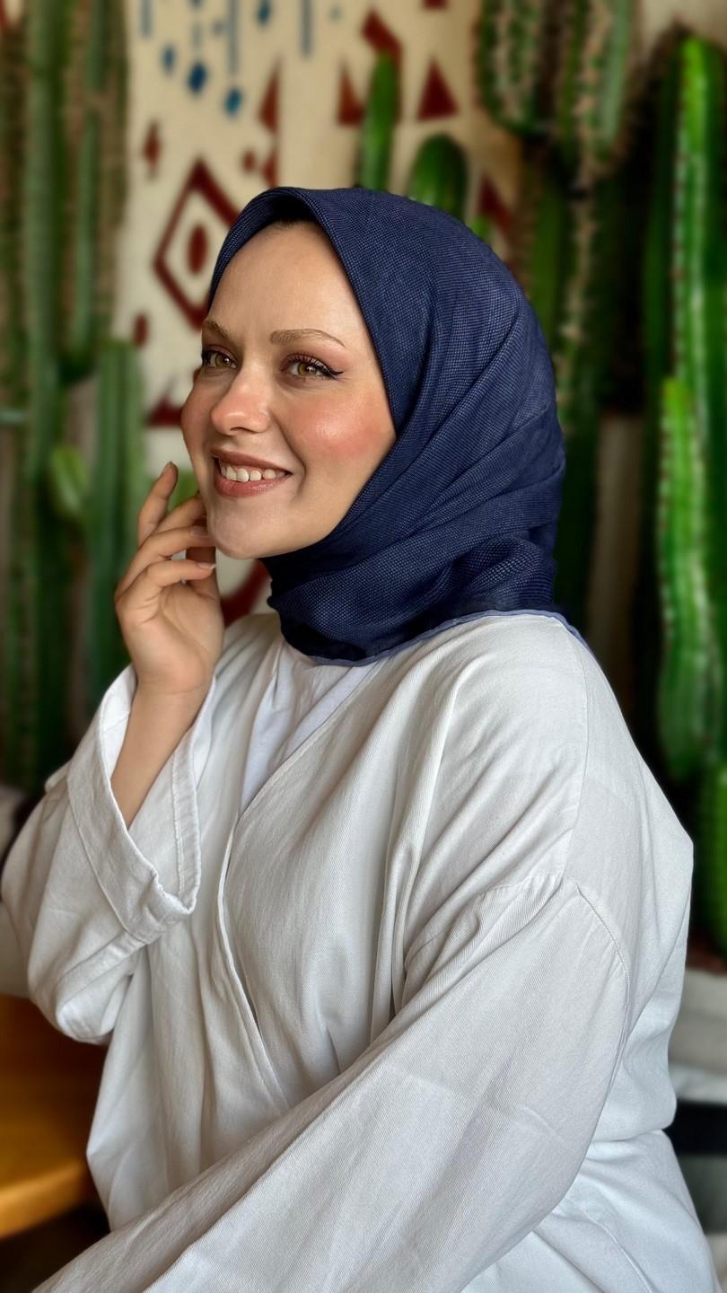 Locella Soft Pamuk Eşarp Lacivert-4