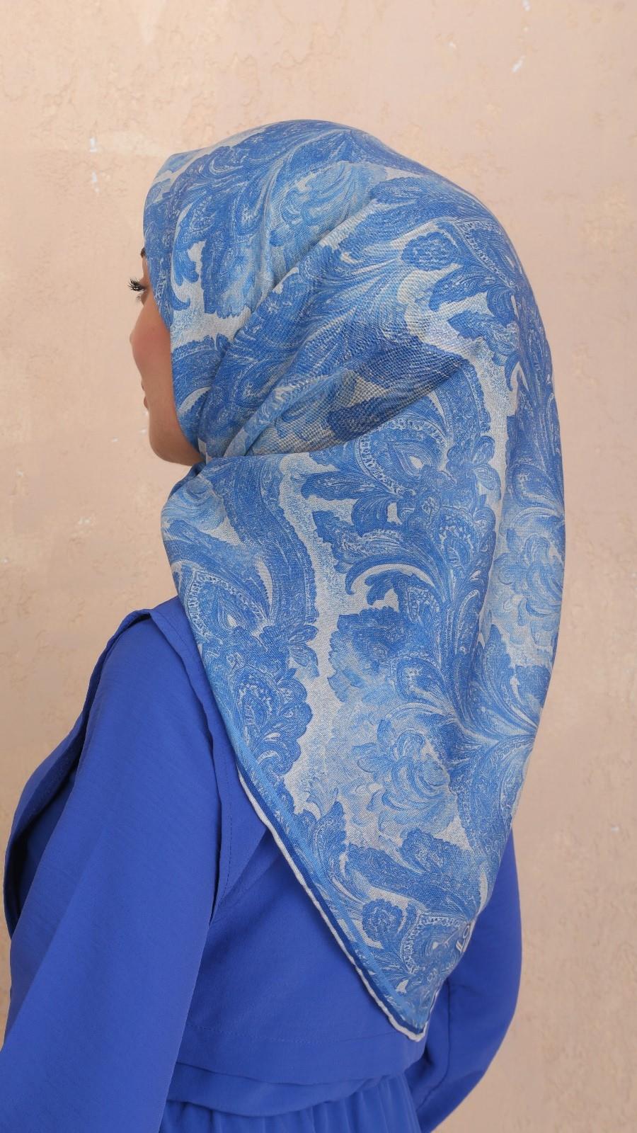 Locella Soft Pamuk Eşarp Mavi-13