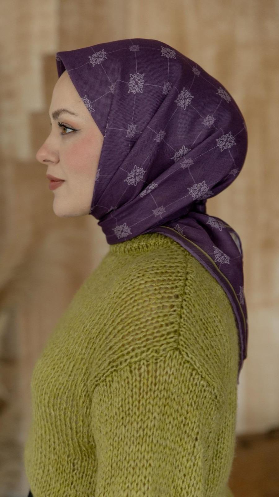 Locella Soft Pamuk Eşarp Mor-6