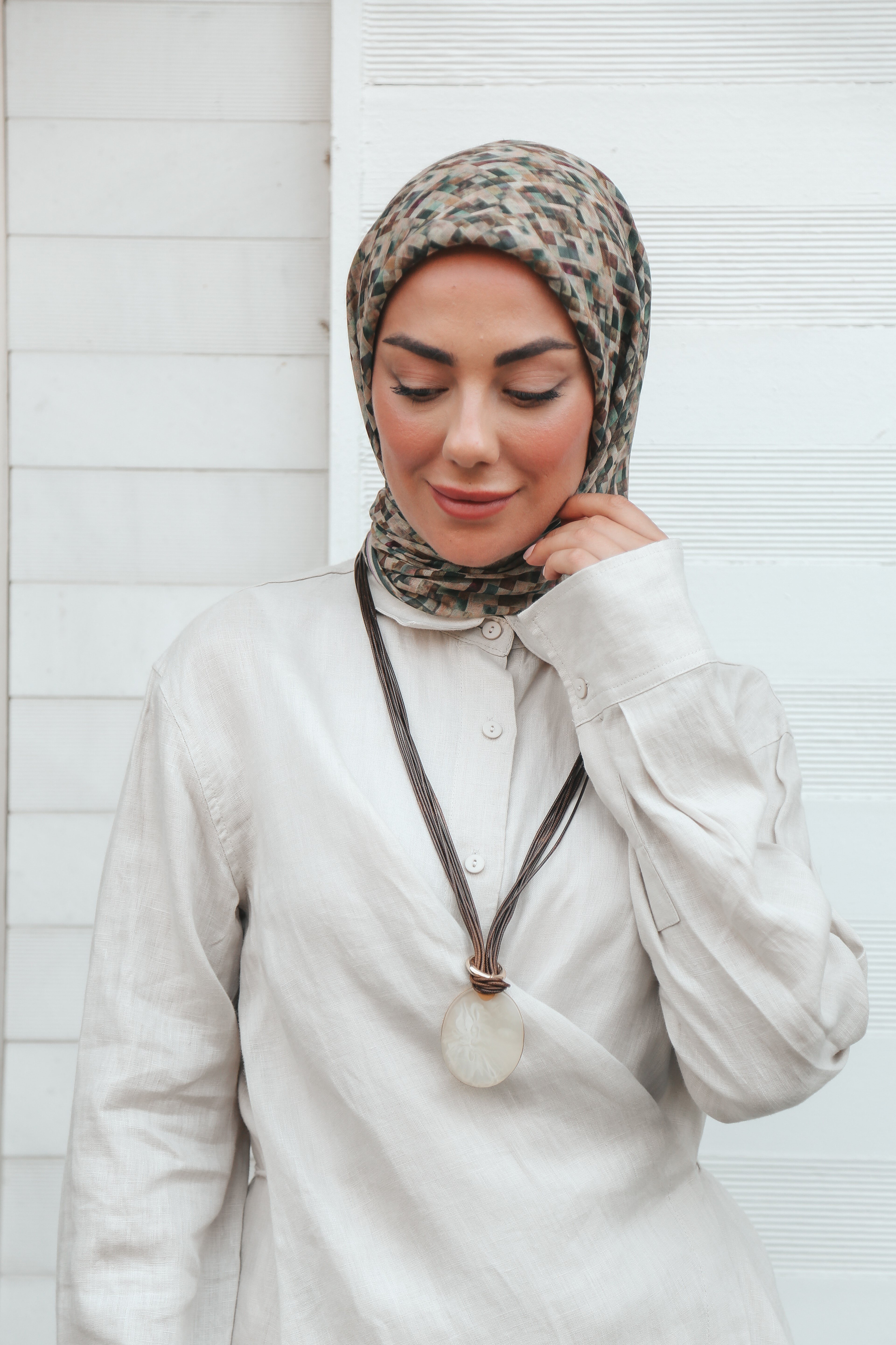 Locella Soft Pamuk Eşarp Kahve Siyah