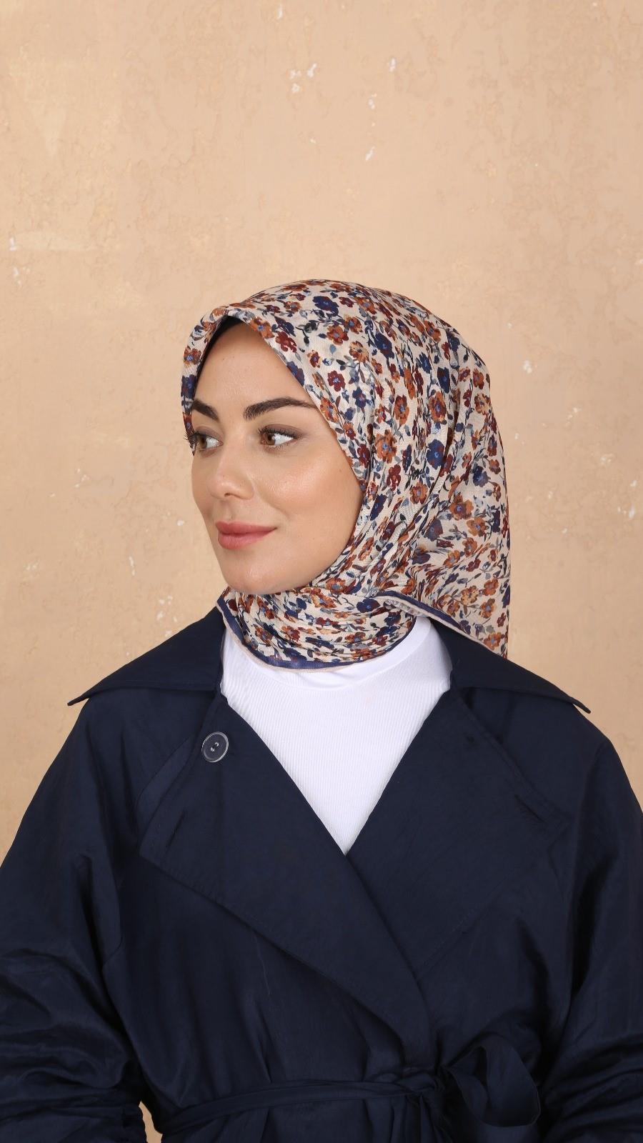 Locella Soft Pamuk Eşarp Lacivert  Taba-23