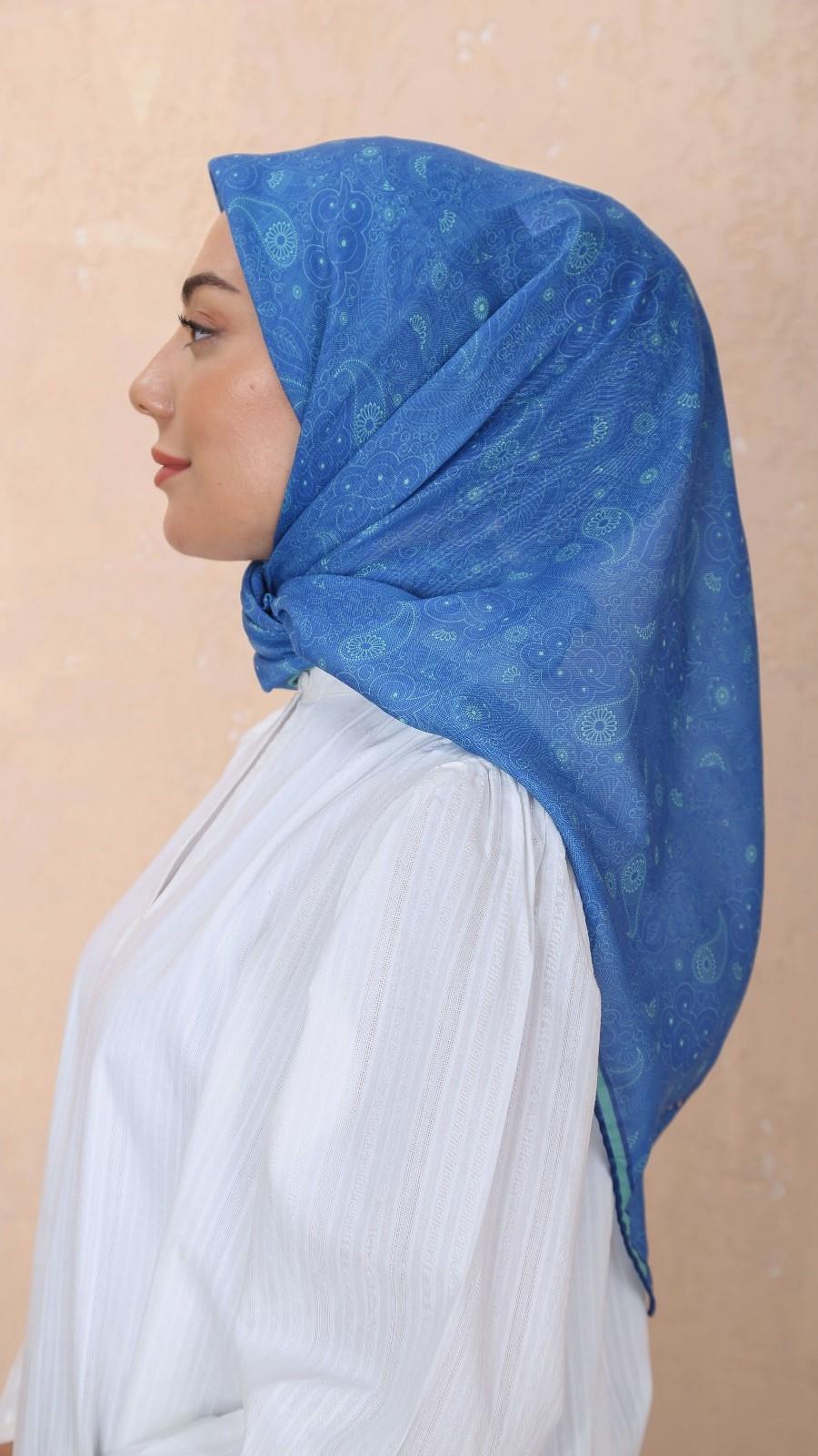 Locella Soft Pamuk Eşarp Deniz Mavi-1