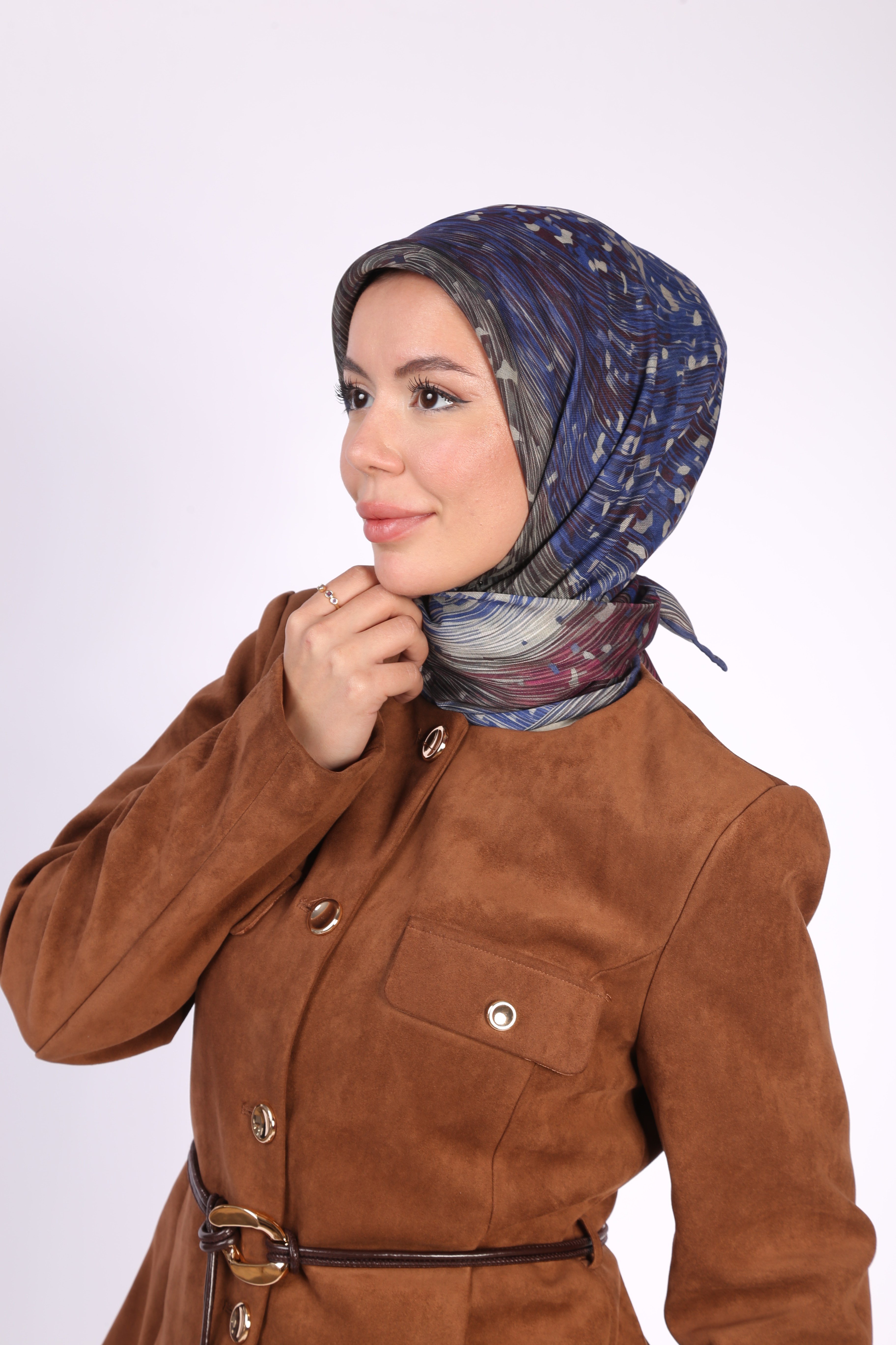 Locella Soft Pamuk Eşarp Saks Mavi