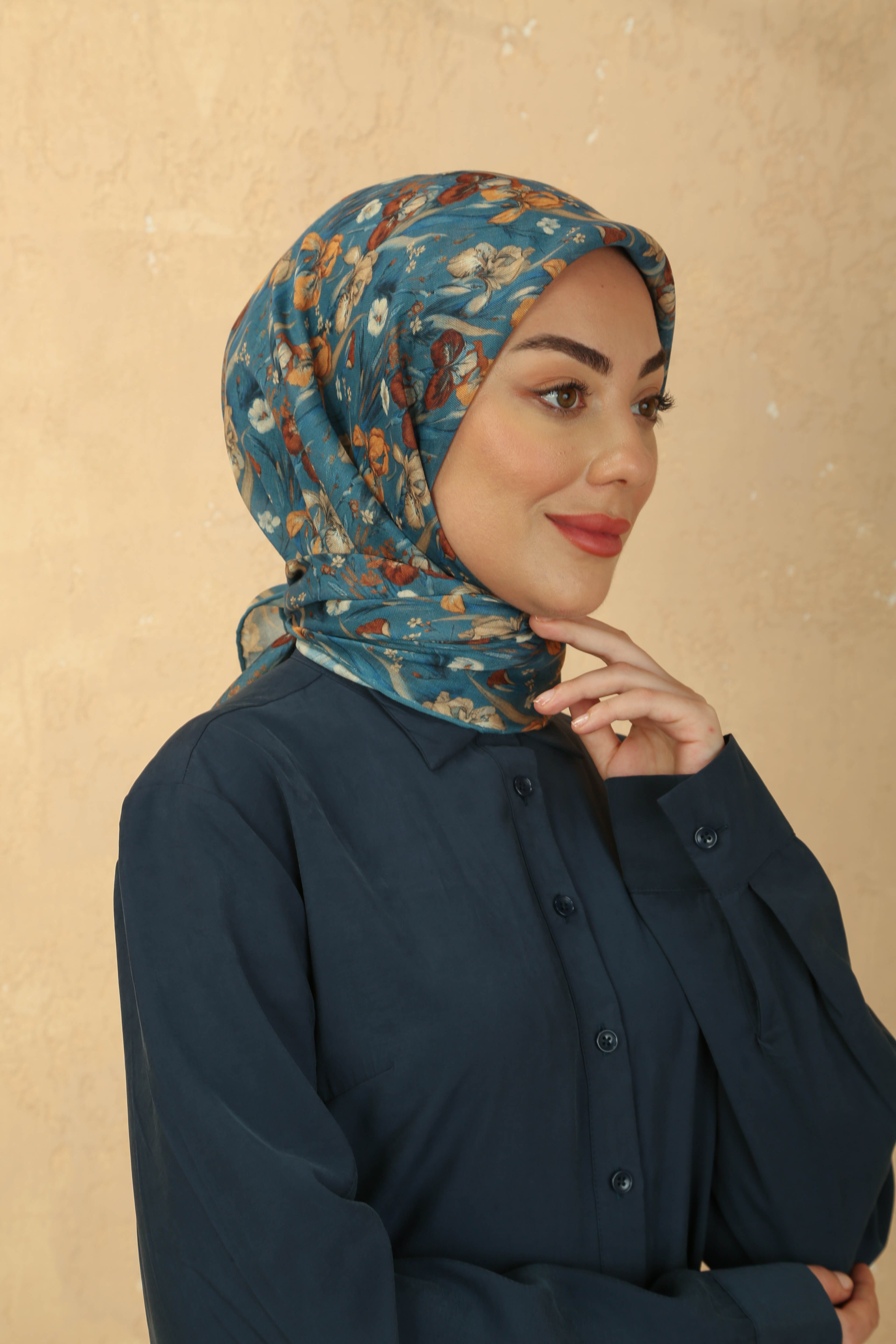 Locella Soft Pamuk Eşarp Mavi