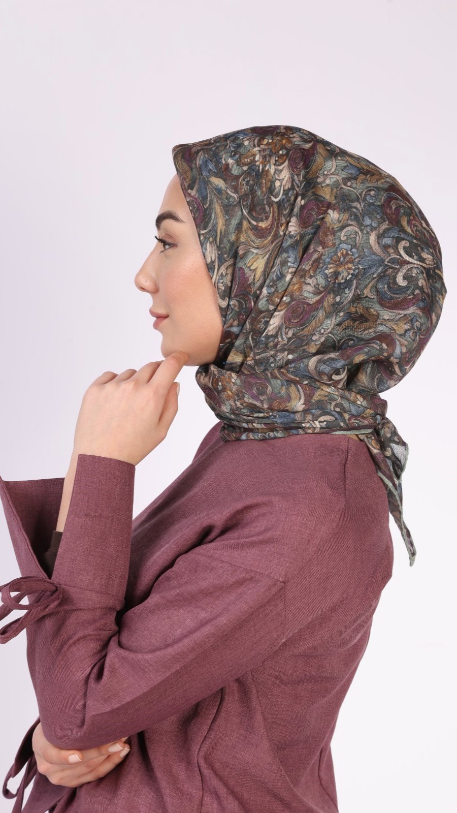 Locella Soft Pamuk Eşarp Mürdüm Yeşil
