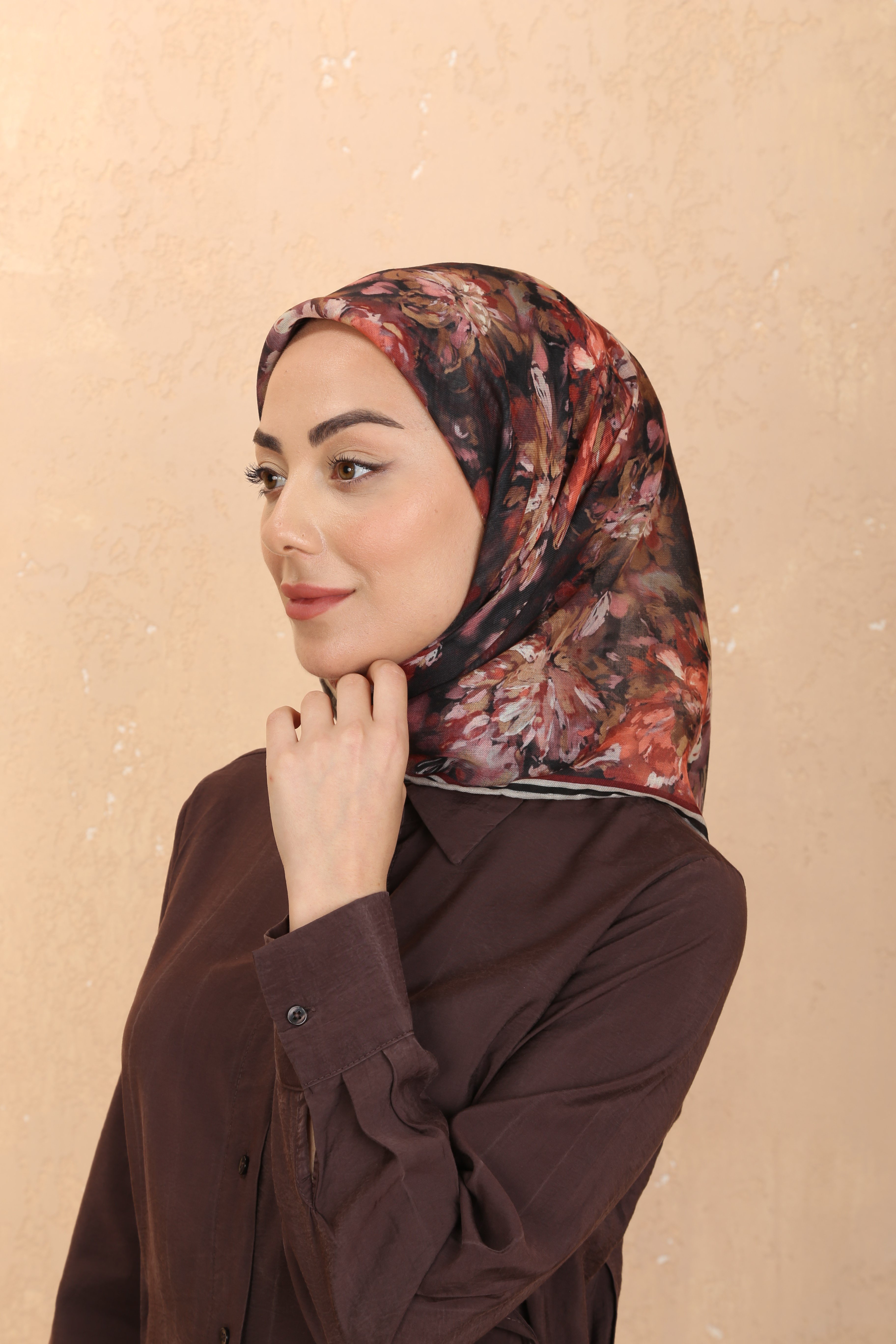 Locella Soft Pamuk Eşarp-Siyah Kırmızı