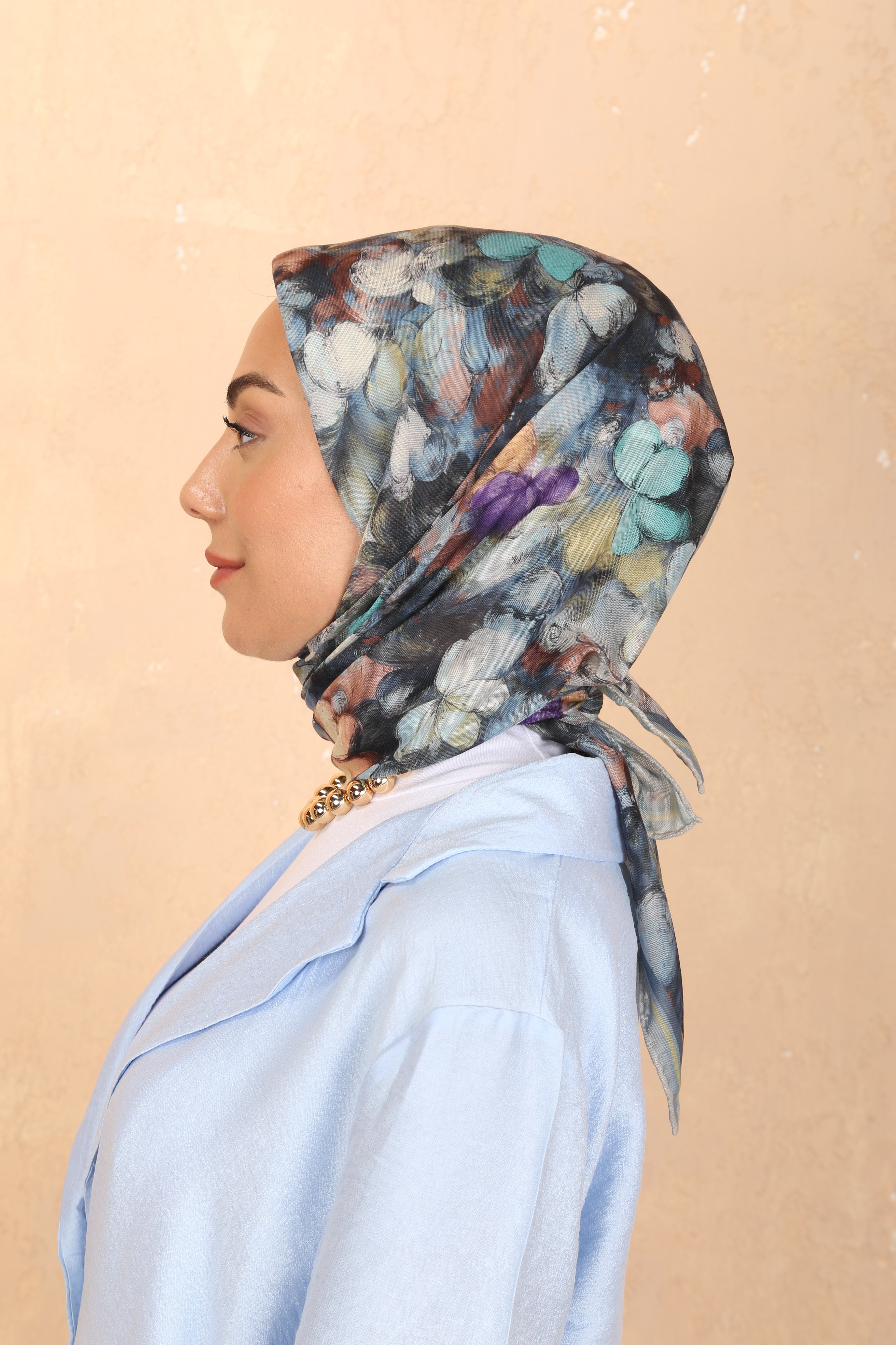 Locella Soft Pamuk Eşarp Mavi