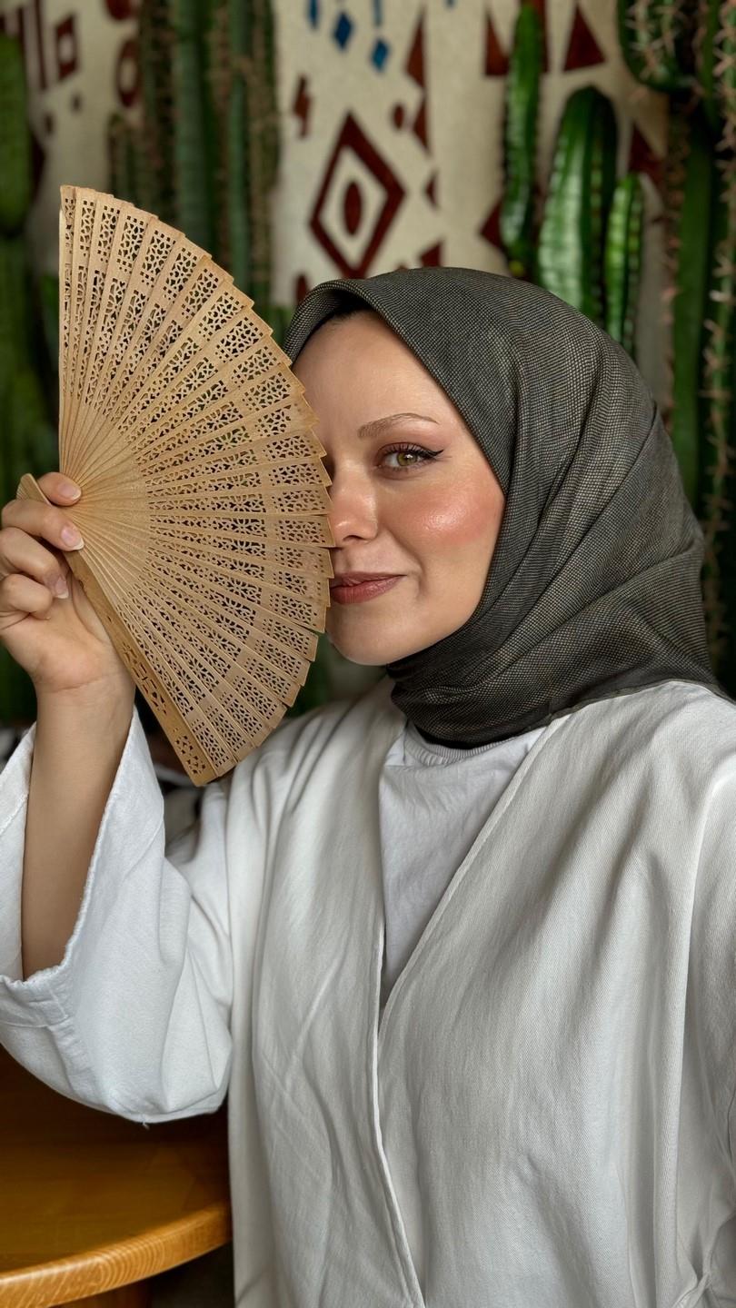 Locella Soft Pamuk Eşarp Haki Yeşil-12