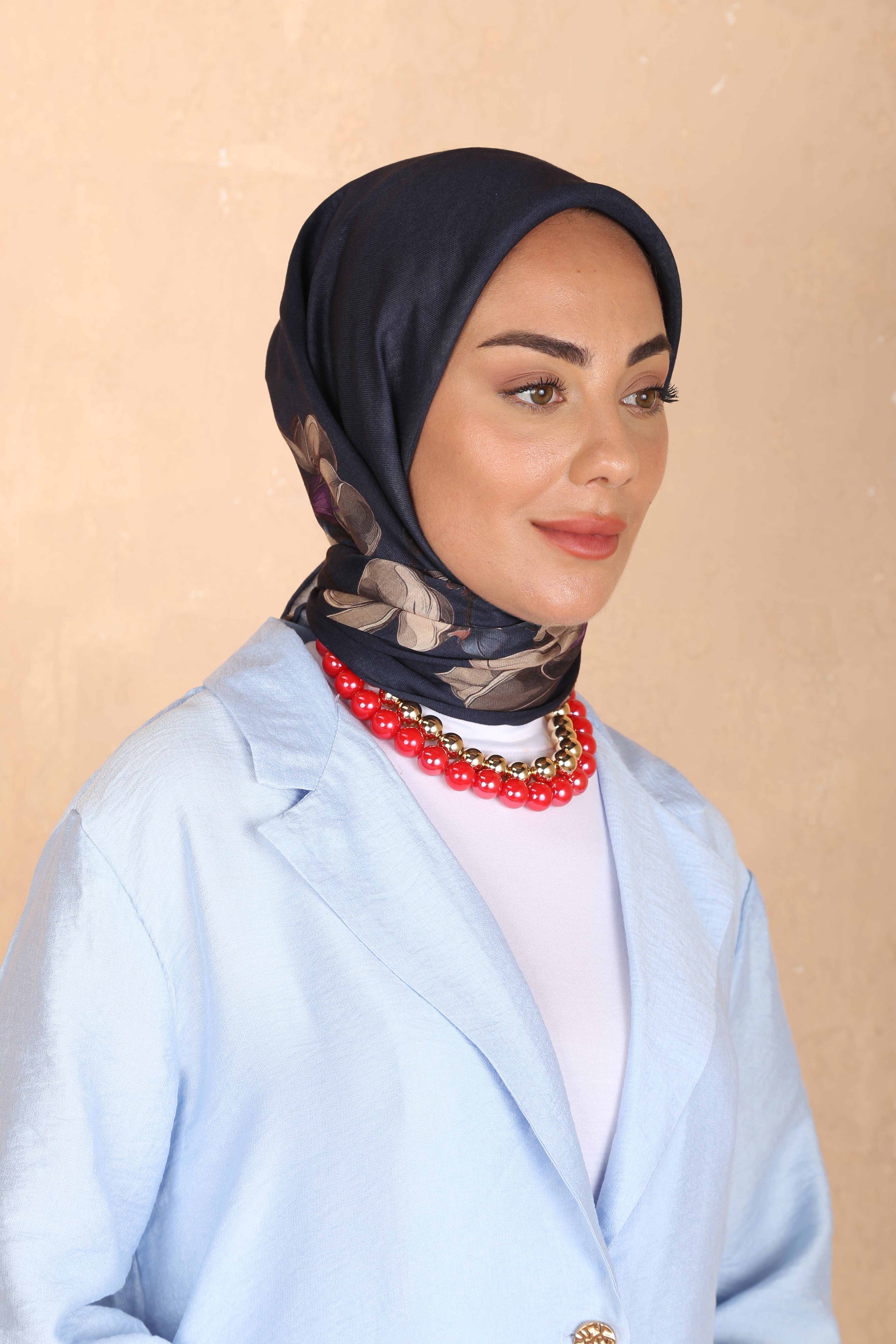 Locella Soft Pamuk Eşarp-Lacivert Mor