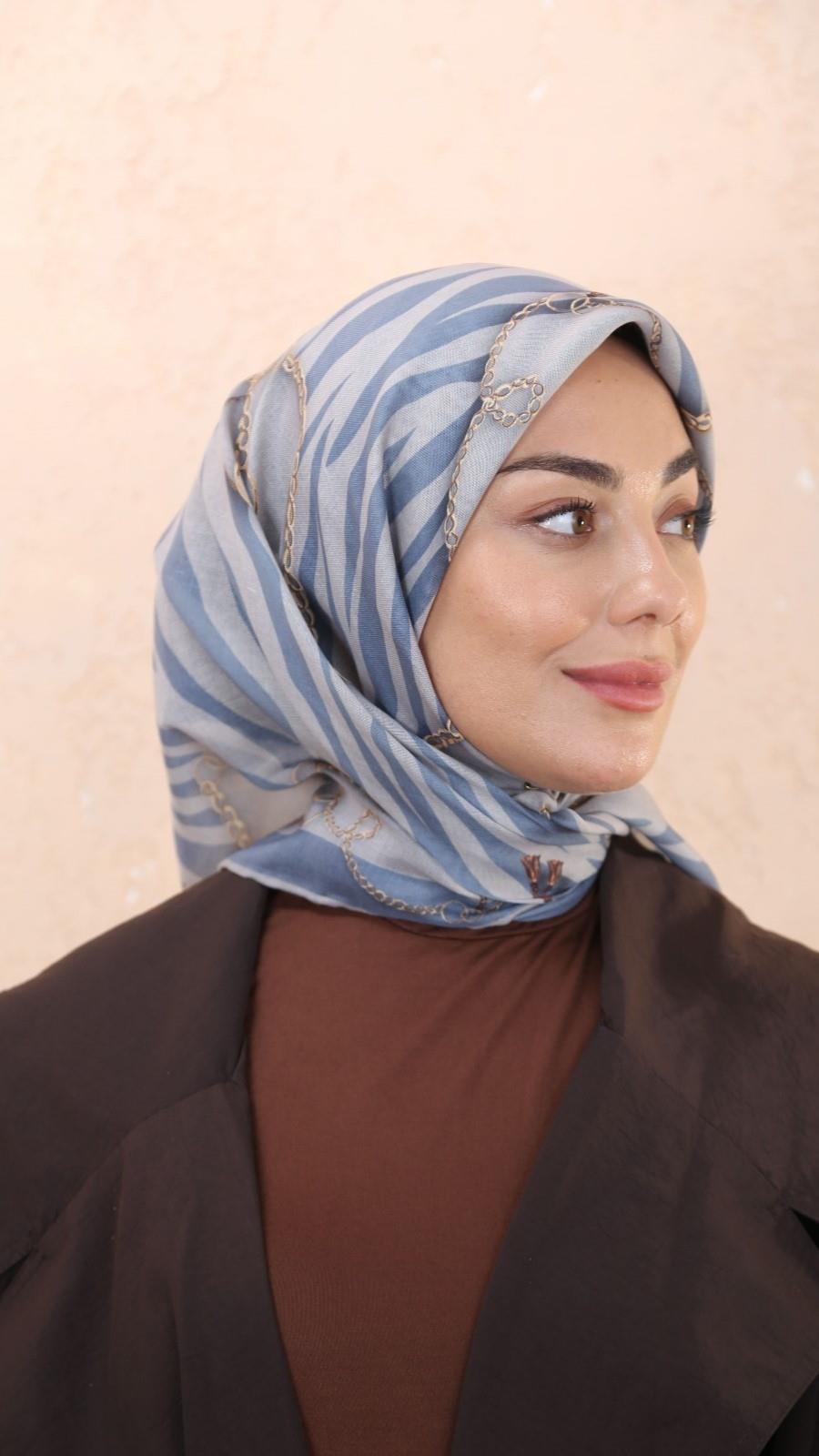 Locella Soft Pamuk Eşarp Mavi-8