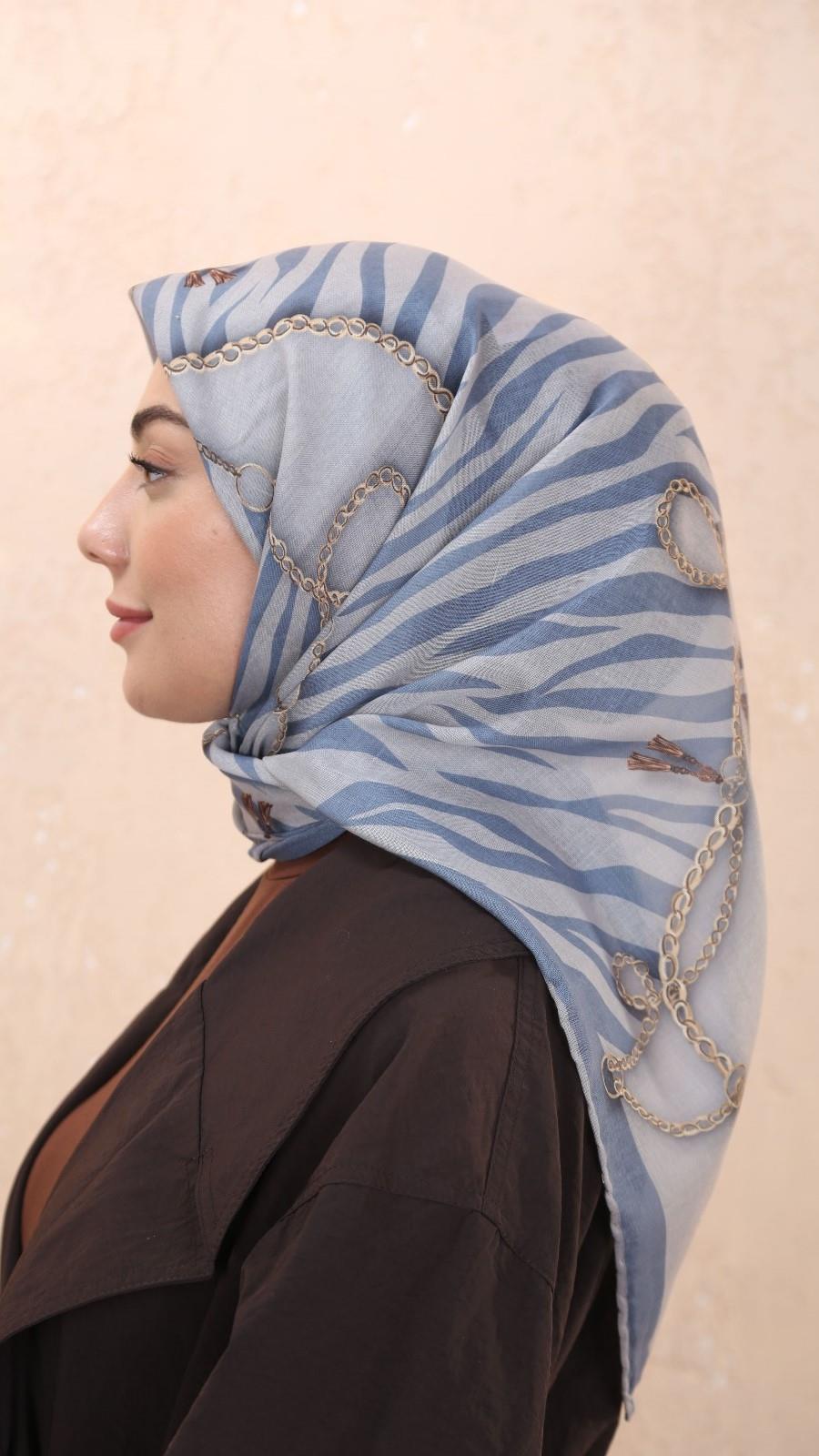 Locella Soft Pamuk Eşarp Mavi-8