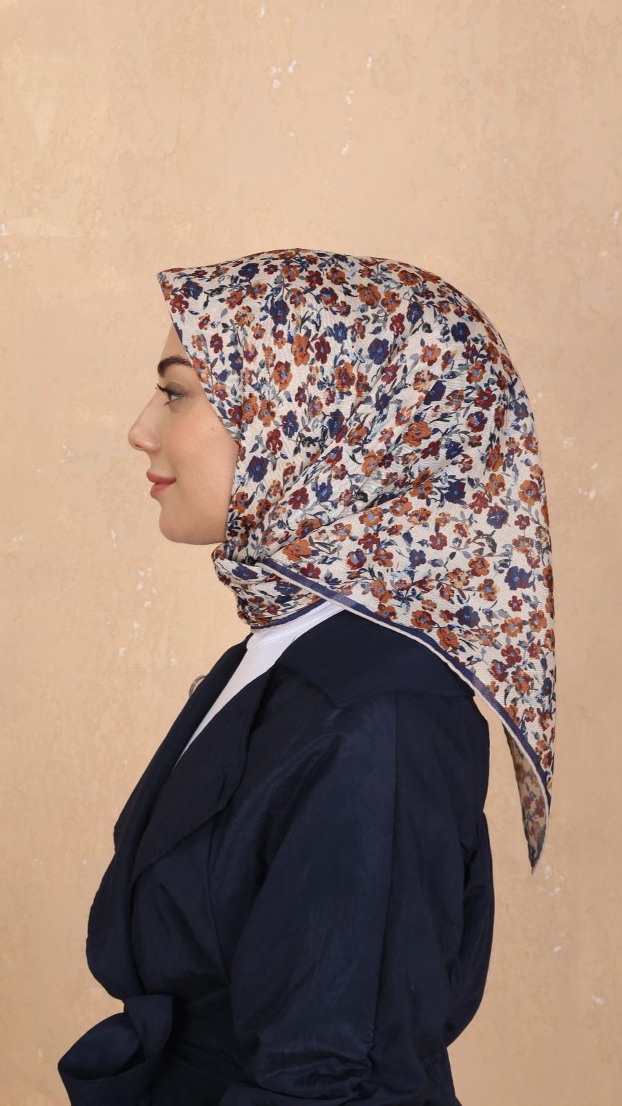 Locella Soft Pamuk Eşarp Lacivert  Taba-23