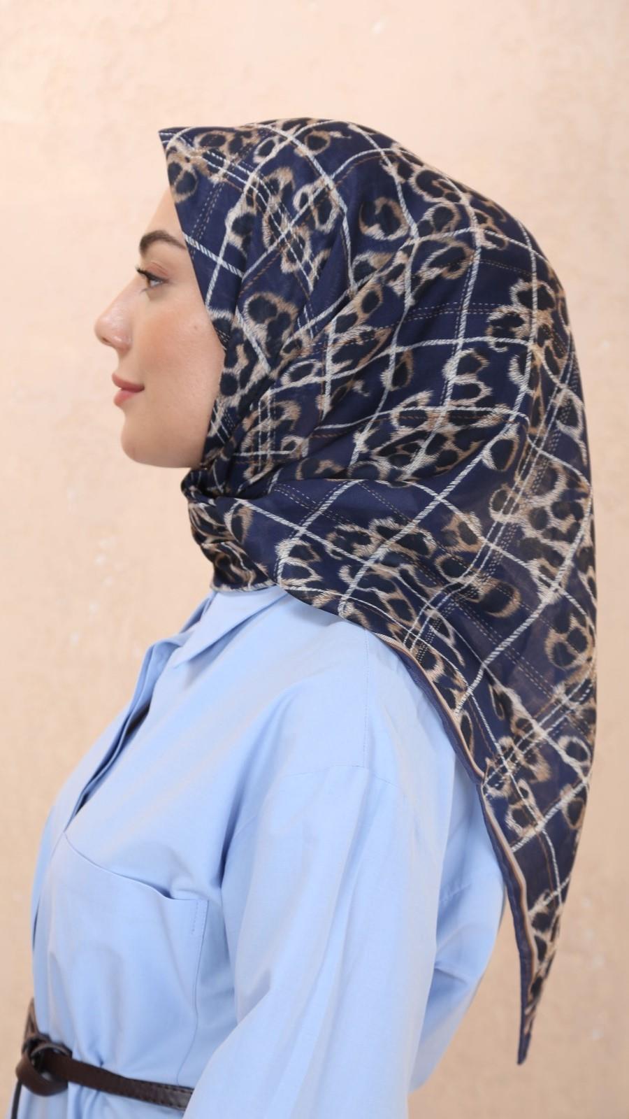 Locella Soft Pamuk Eşarp Lacivert-3