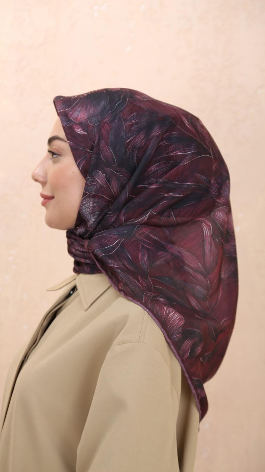 Locella Soft Pamuk Eşarp Bordo-4